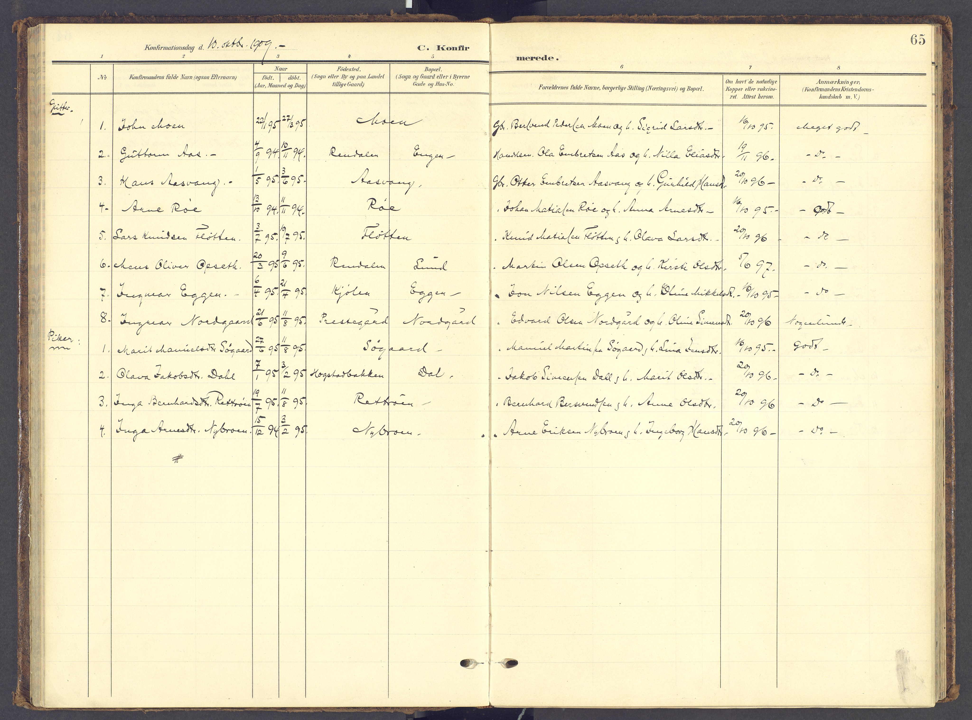 Tynset prestekontor, AV/SAH-PREST-058/H/Ha/Haa/L0028: Parish register (official) no. 28, 1902-1929, p. 65