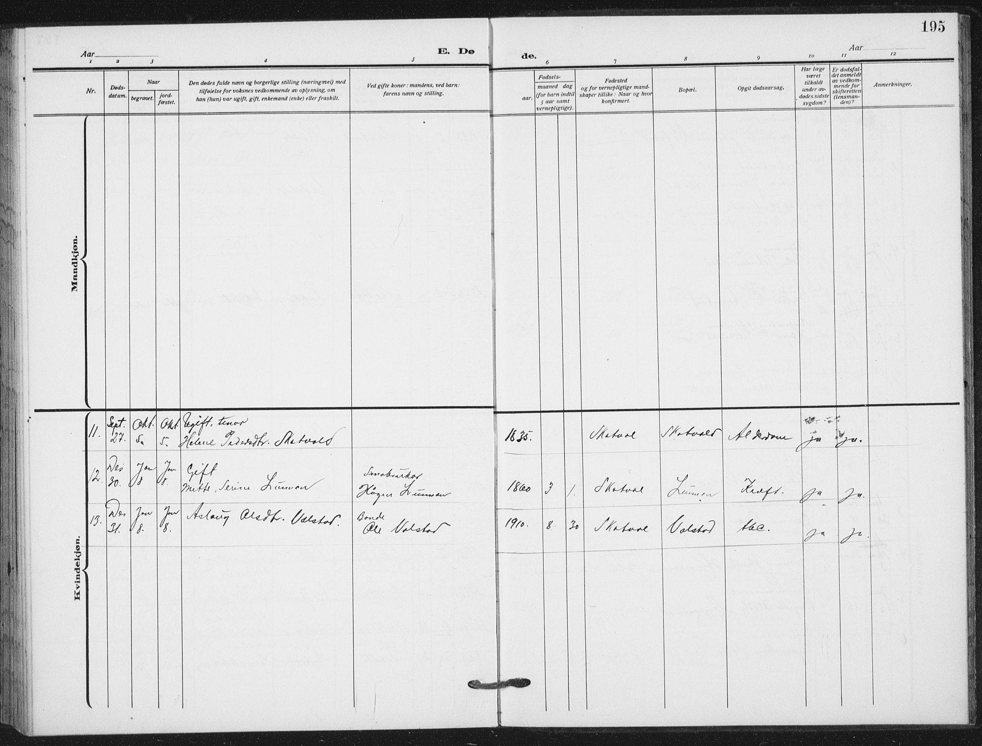 Ministerialprotokoller, klokkerbøker og fødselsregistre - Nord-Trøndelag, SAT/A-1458/712/L0102: Parish register (official) no. 712A03, 1916-1929, p. 195
