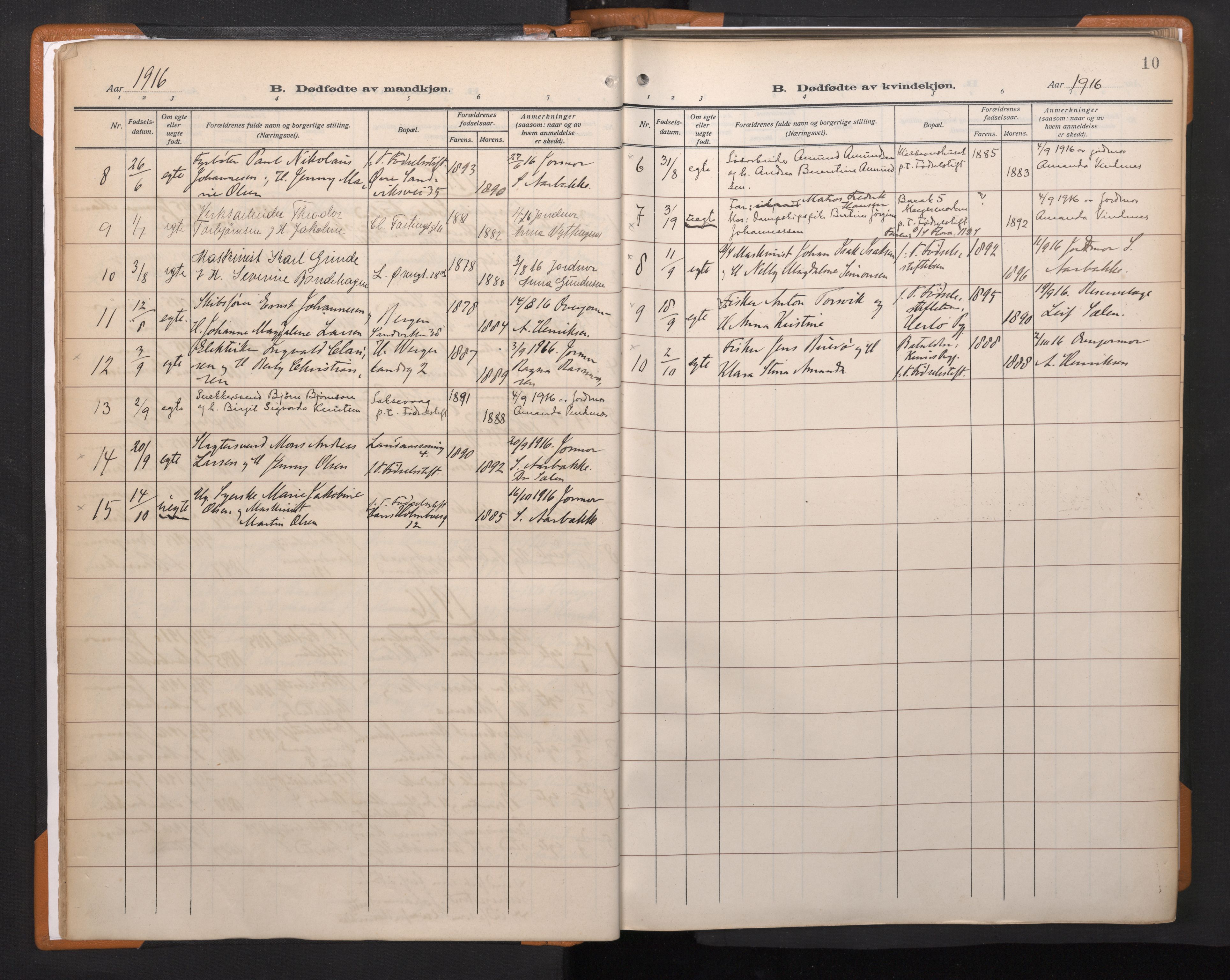 Korskirken sokneprestembete, SAB/A-76101/H/Haa/L0048: Parish register (official) no. E 6, 1910-1960, p. 9b-10a