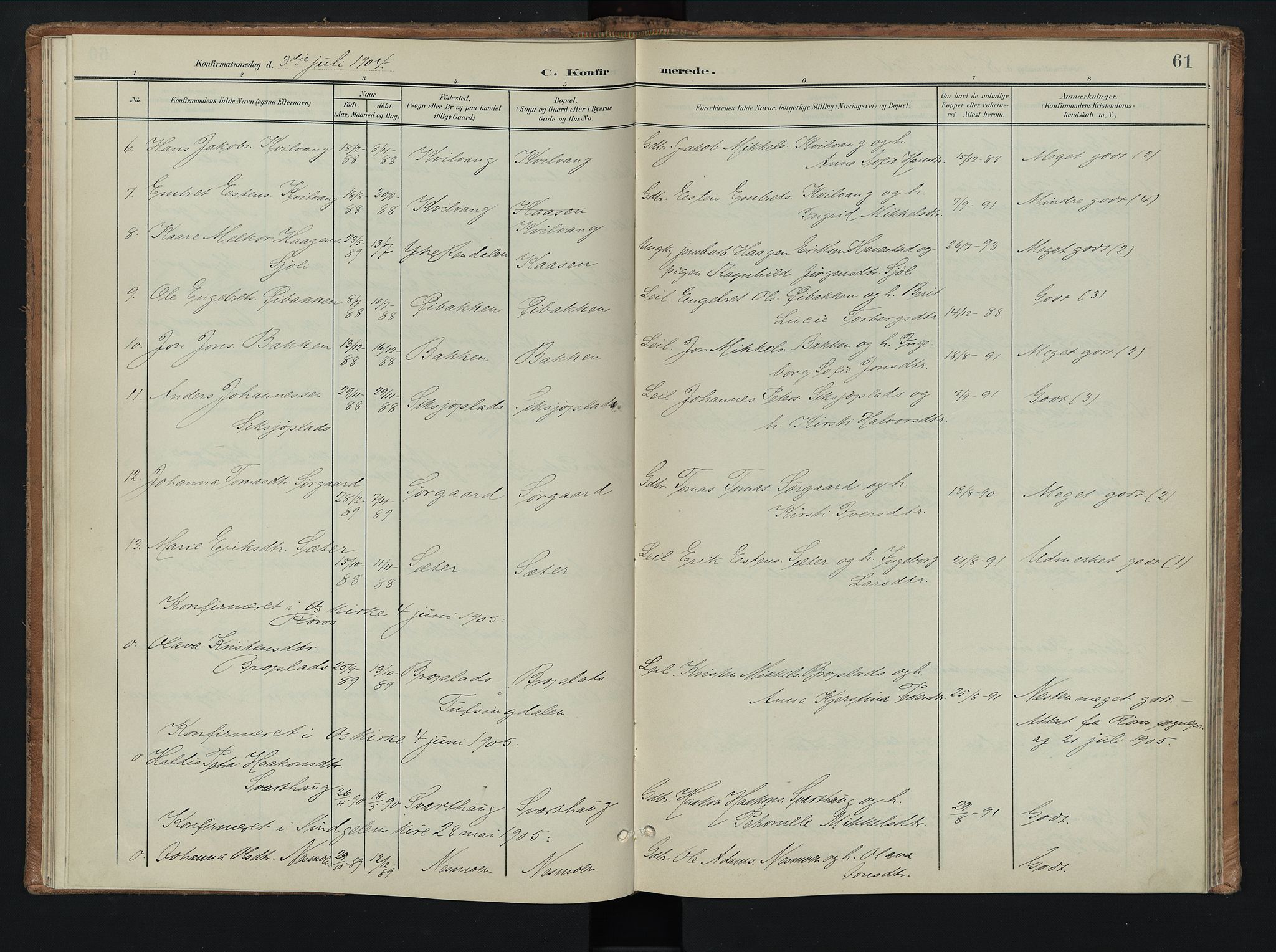 Tolga prestekontor, SAH/PREST-062/K/L0010: Parish register (official) no. 10, 1901-1915, p. 61