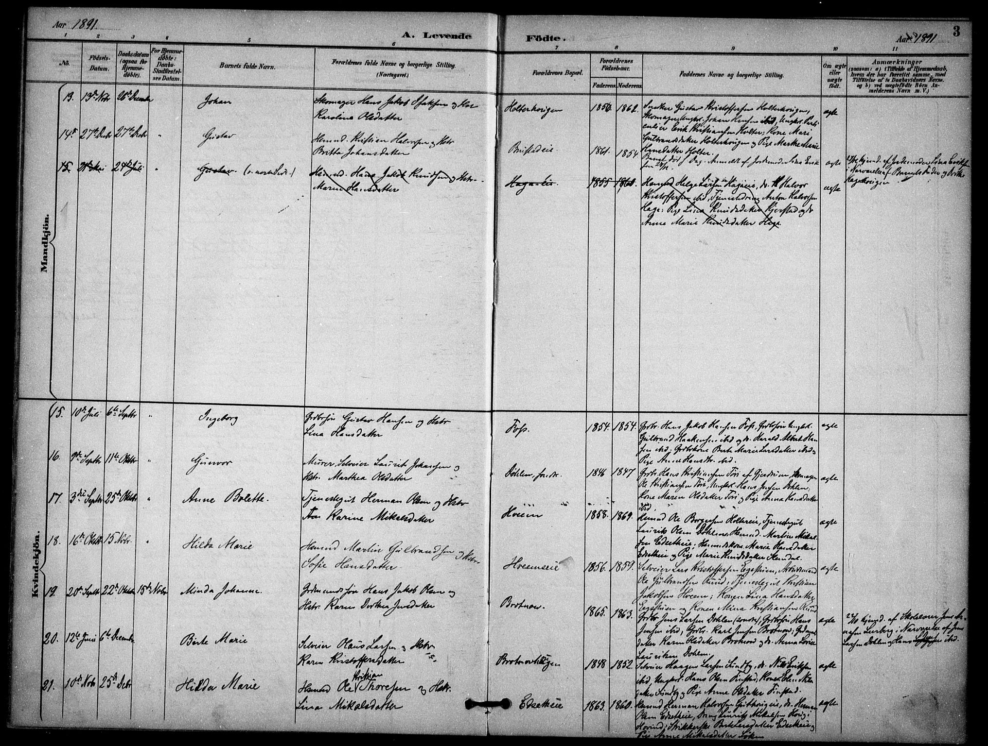 Nannestad prestekontor Kirkebøker, AV/SAO-A-10414a/F/Fb/L0002: Parish register (official) no. II 2, 1891-1909, p. 3