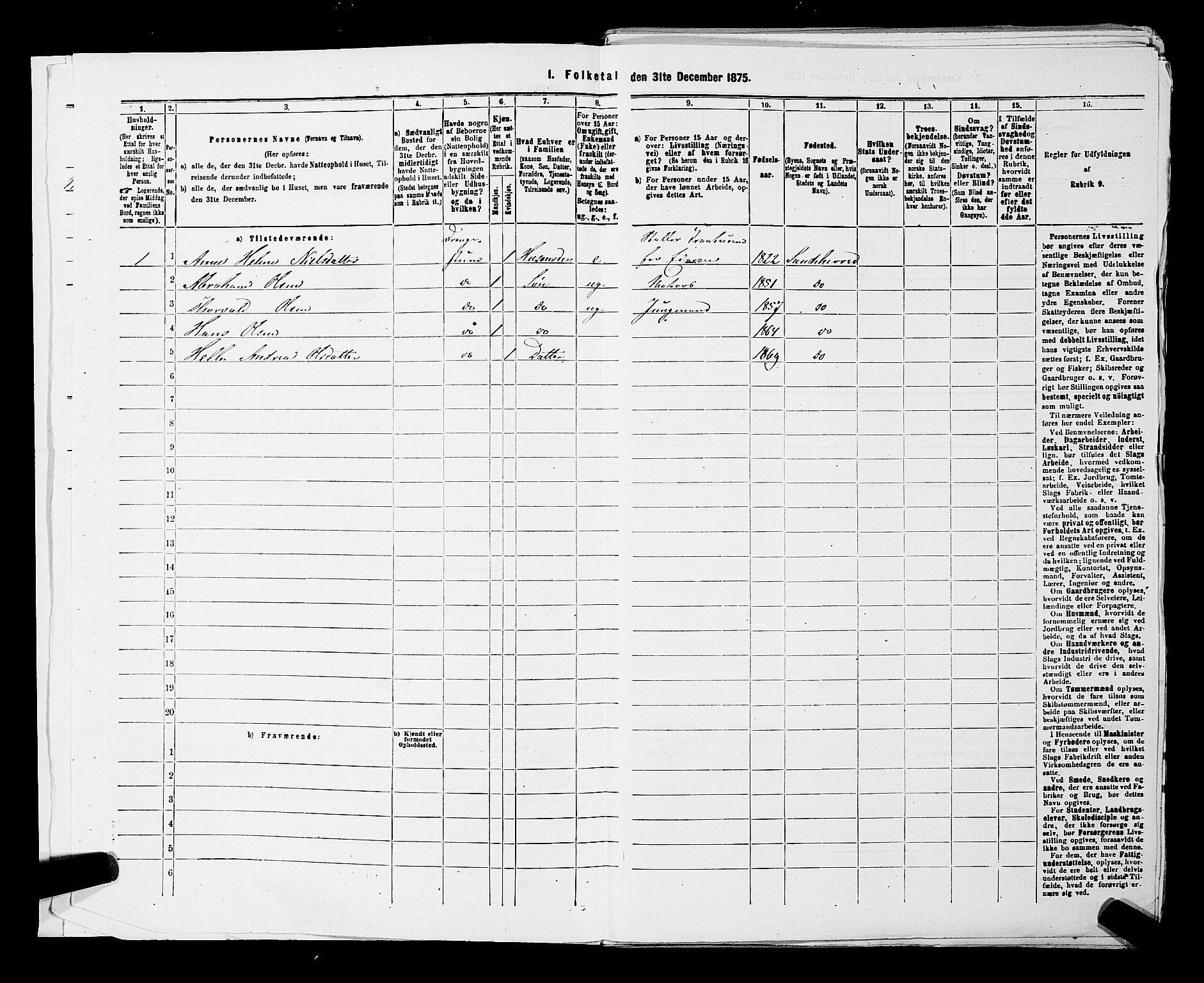 SAKO, 1875 census for 0727P Hedrum, 1875, p. 218