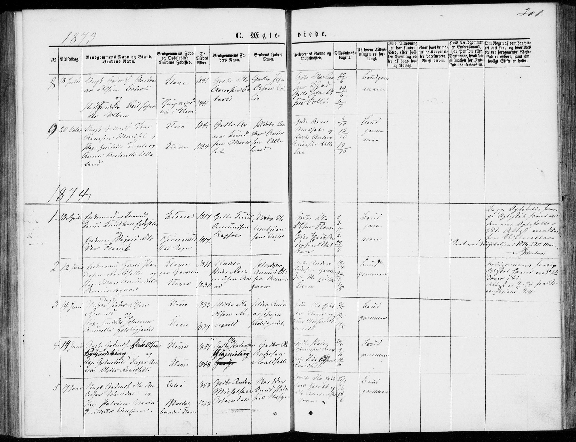 Ministerialprotokoller, klokkerbøker og fødselsregistre - Møre og Romsdal, SAT/A-1454/557/L0681: Parish register (official) no. 557A03, 1869-1886, p. 301
