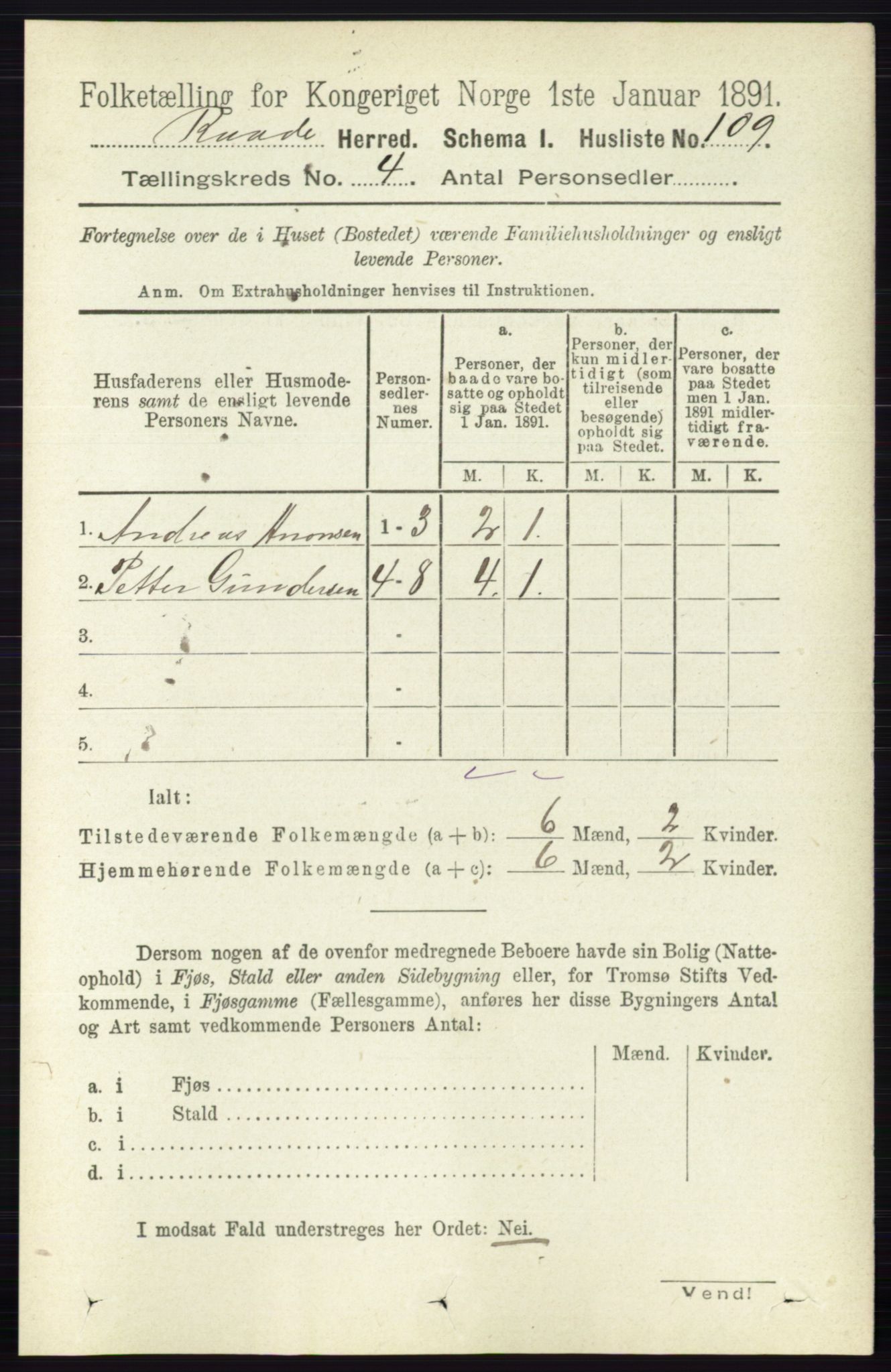 RA, 1891 census for 0135 Råde, 1891, p. 1847