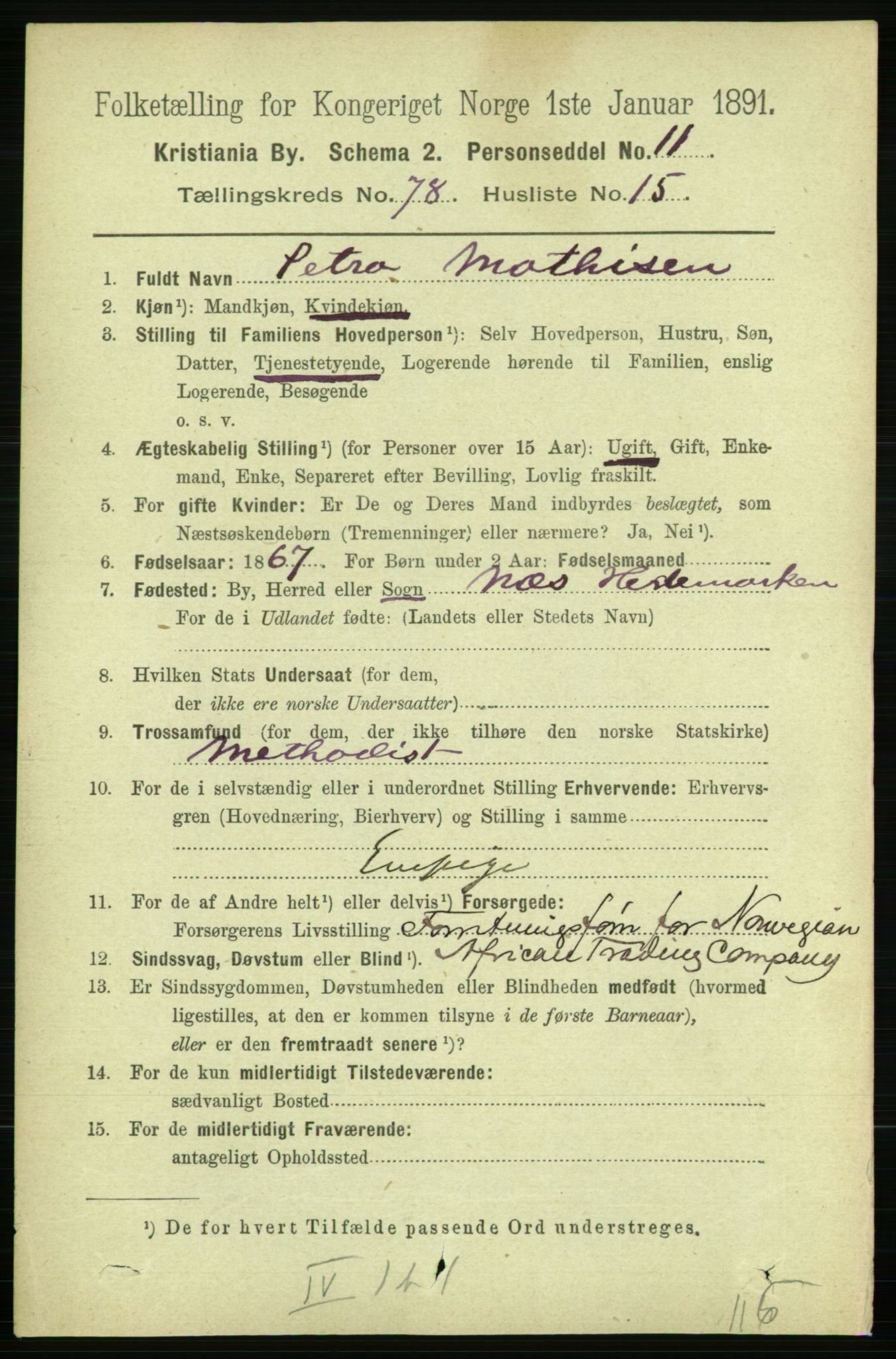 RA, 1891 census for 0301 Kristiania, 1891, p. 41069