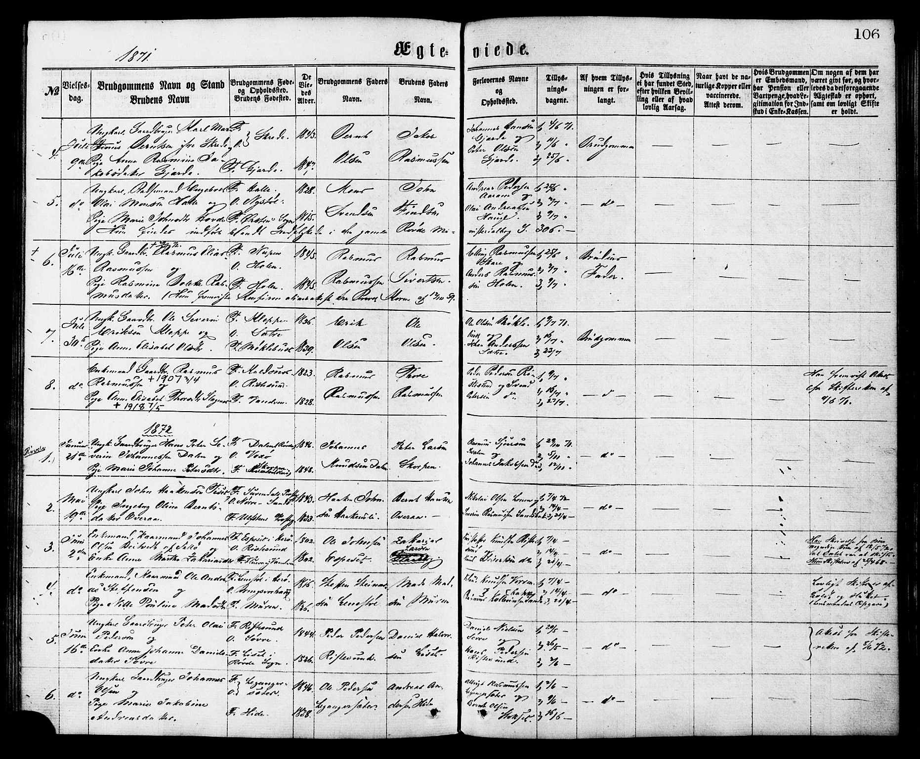 Ministerialprotokoller, klokkerbøker og fødselsregistre - Møre og Romsdal, SAT/A-1454/503/L0035: Parish register (official) no. 503A03, 1865-1884, p. 106