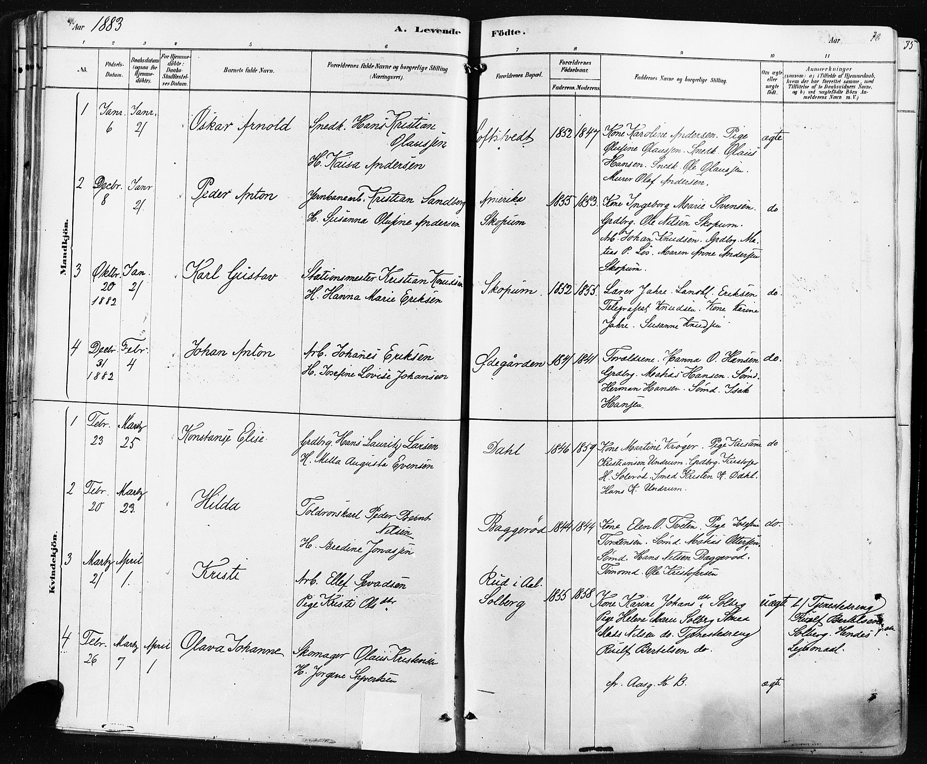 Borre kirkebøker, AV/SAKO-A-338/F/Fa/L0009: Parish register (official) no. I 9, 1878-1896, p. 28