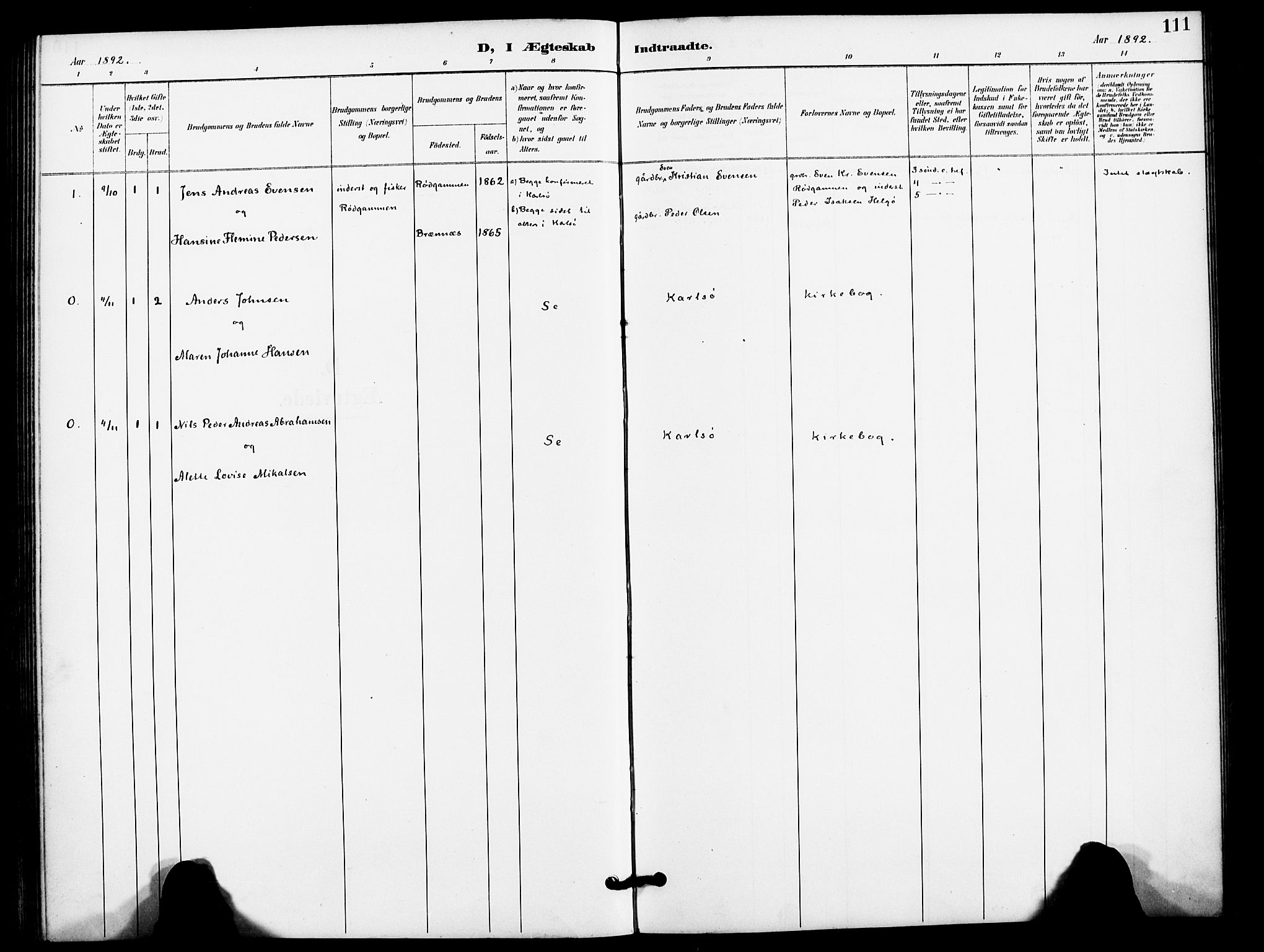 Karlsøy sokneprestembete, SATØ/S-1299/H/Ha/Haa/L0012kirke: Parish register (official) no. 12, 1892-1902, p. 111