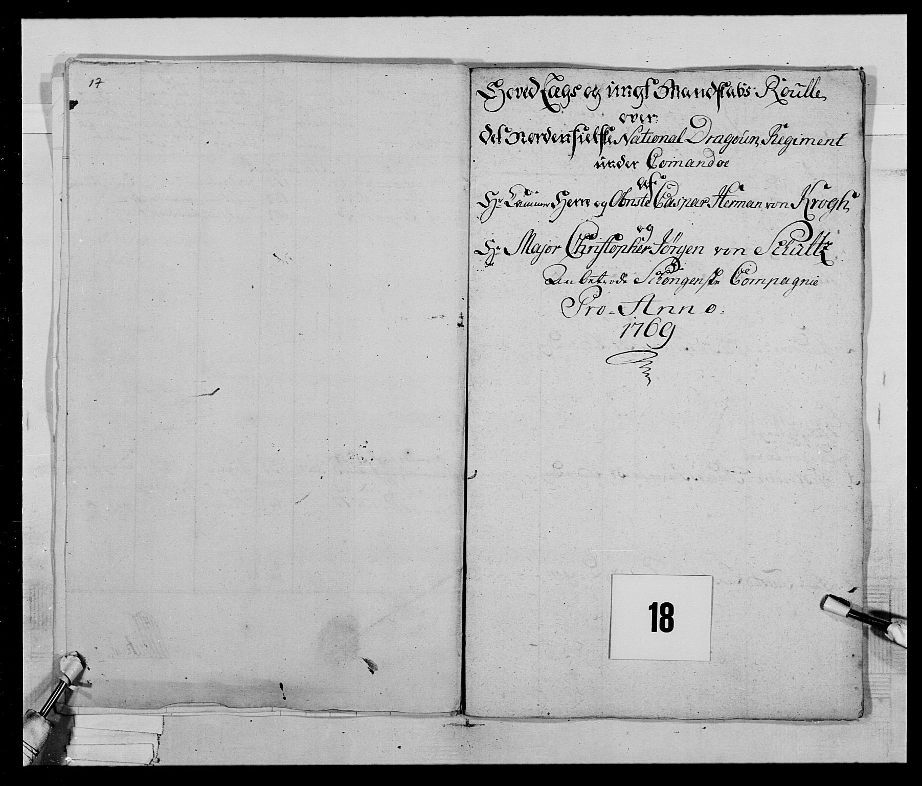 Generalitets- og kommissariatskollegiet, Det kongelige norske kommissariatskollegium, AV/RA-EA-5420/E/Eh/L0019: Nordafjelske dragonregiment, 1761-1769, p. 91
