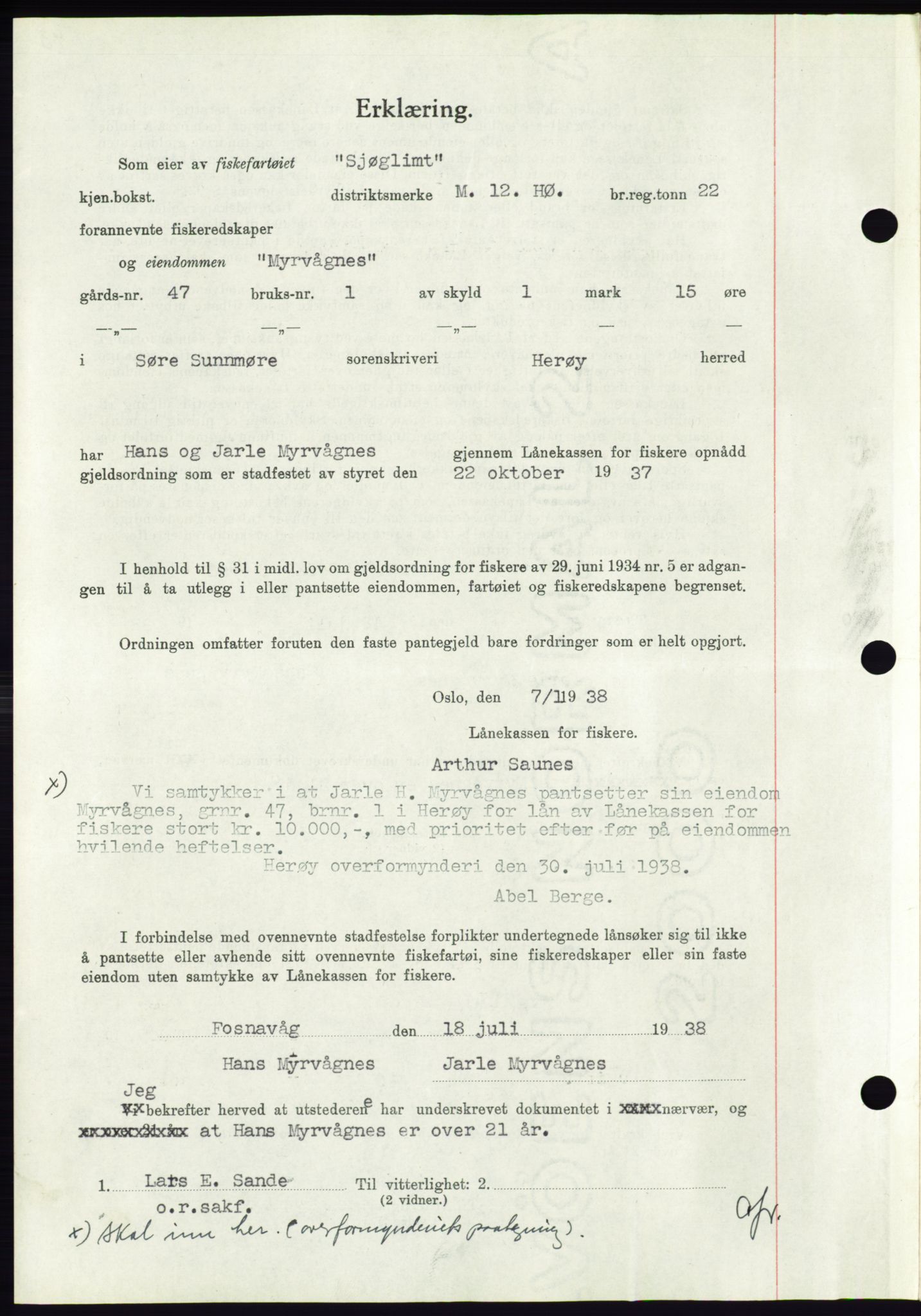 Søre Sunnmøre sorenskriveri, AV/SAT-A-4122/1/2/2C/L0066: Mortgage book no. 60, 1938-1938, Diary no: : 1117/1938