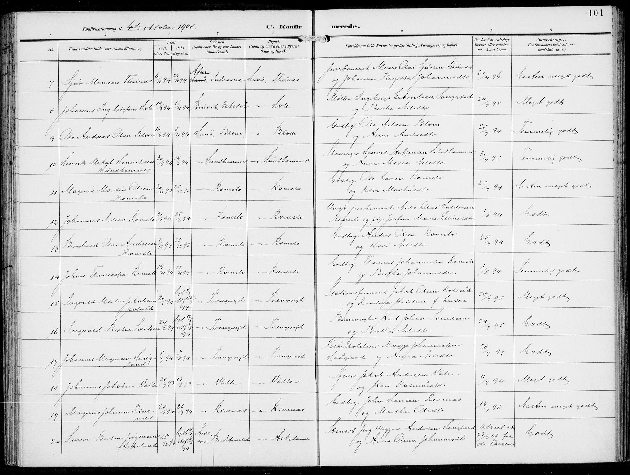 Haus sokneprestembete, SAB/A-75601/H/Haa: Parish register (official) no. B  2, 1899-1912, p. 101
