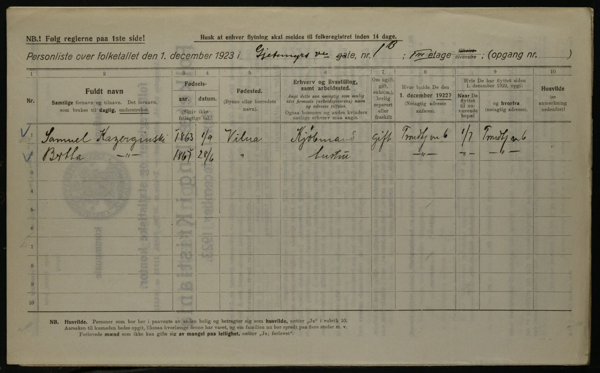 OBA, Municipal Census 1923 for Kristiania, 1923, p. 32335