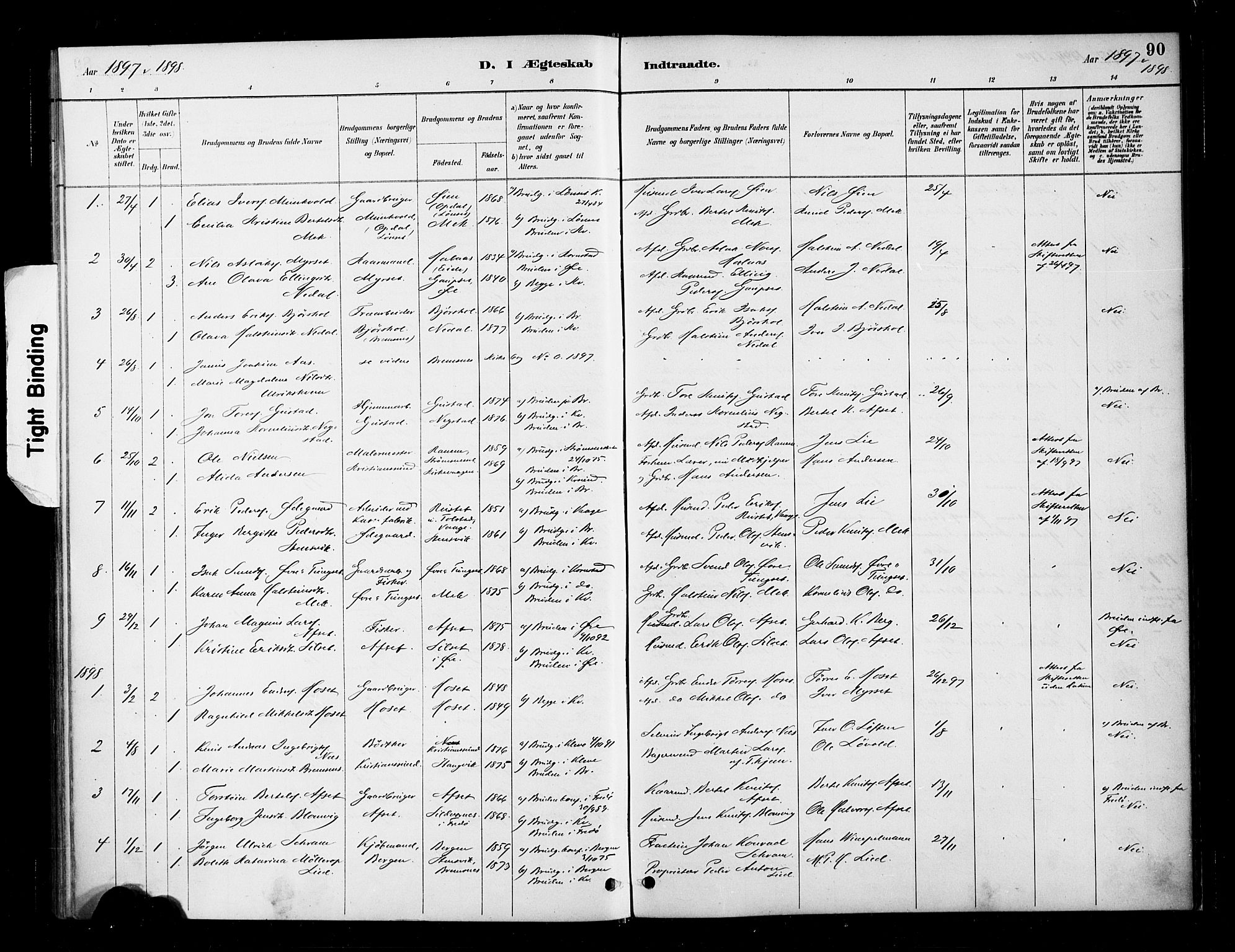 Ministerialprotokoller, klokkerbøker og fødselsregistre - Møre og Romsdal, SAT/A-1454/568/L0809: Parish register (official) no. 568A13, 1884-1900, p. 90