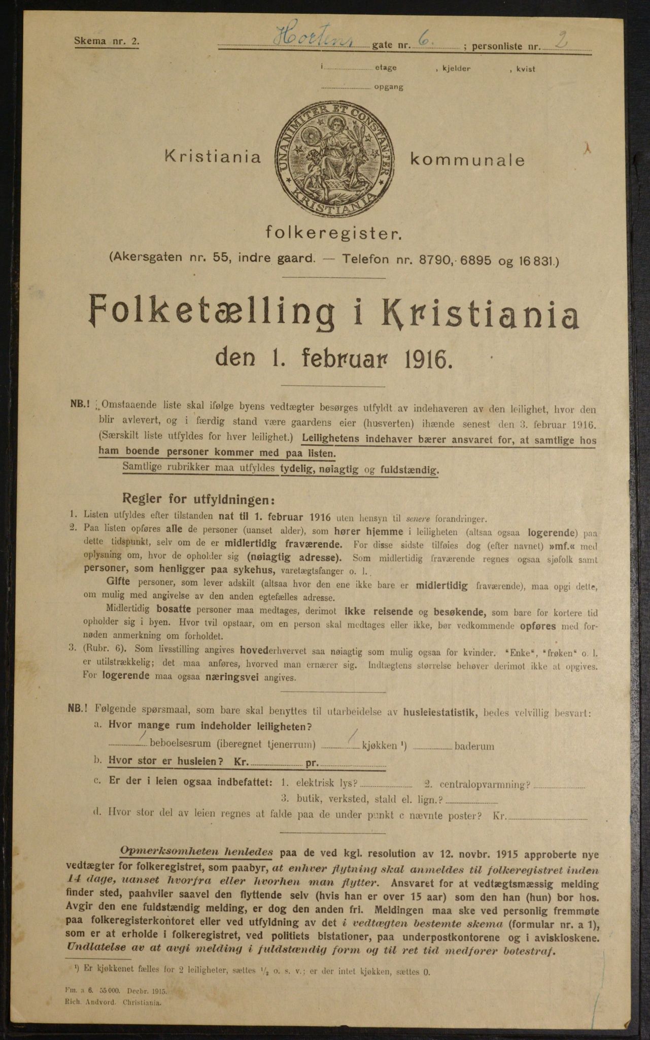 OBA, Municipal Census 1916 for Kristiania, 1916, p. 42083