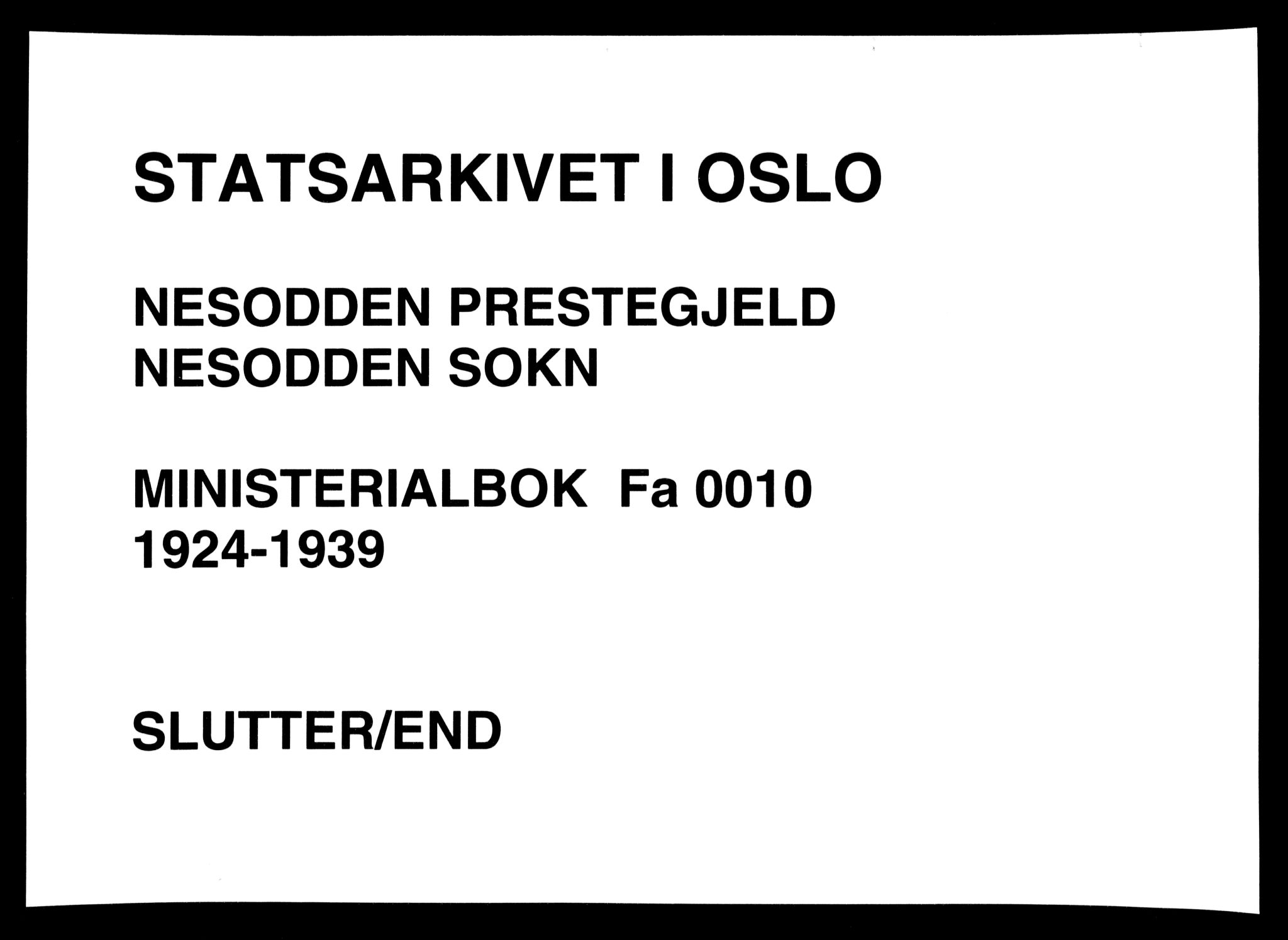 Nesodden prestekontor Kirkebøker, AV/SAO-A-10013/G/Ga/L0003: Parish register (copy) no. I 3, 1924-1939