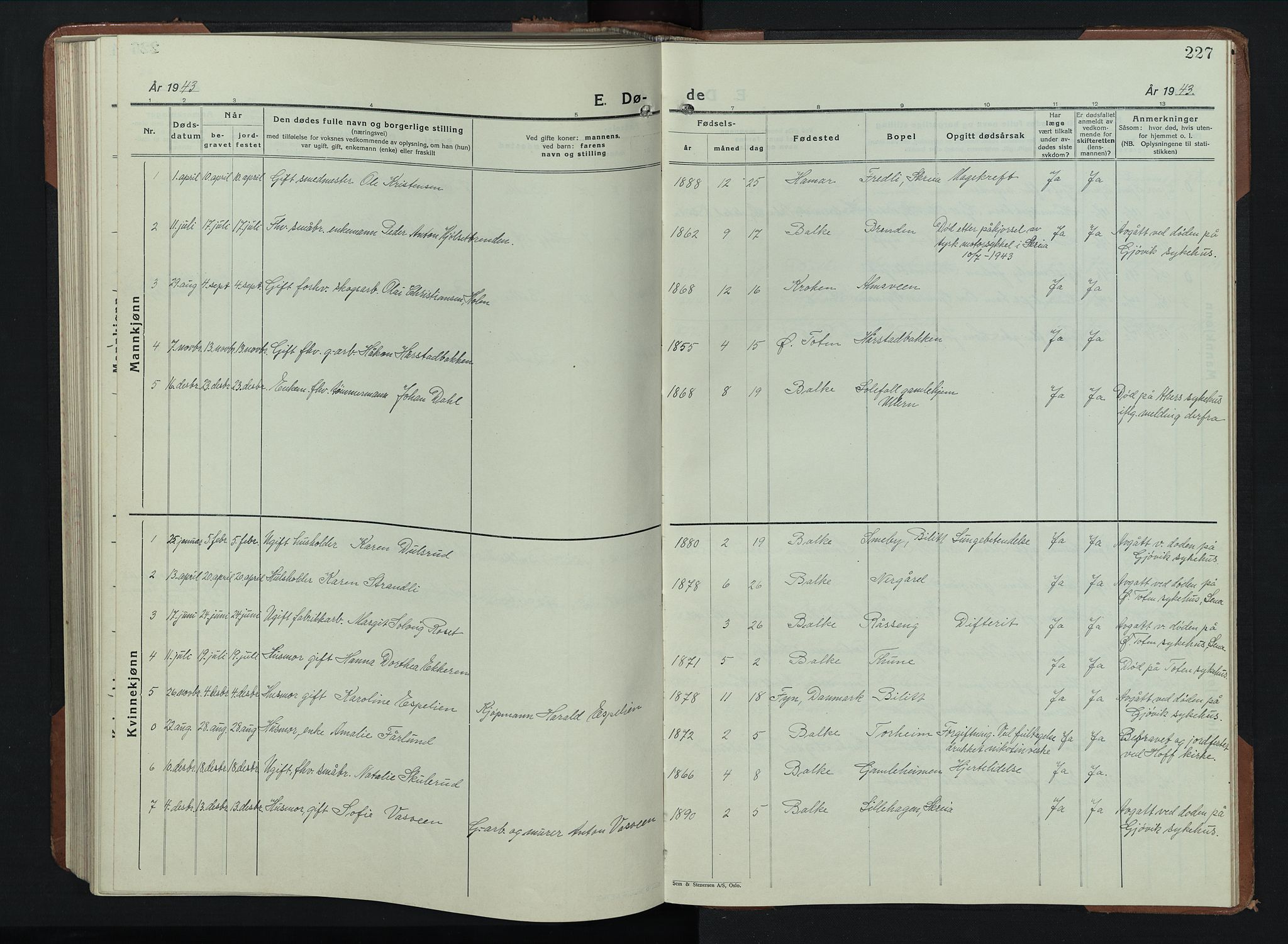 Balke prestekontor, AV/SAH-PREST-106/H/Ha/Hab/L0002: Parish register (copy) no. 2, 1929-1951, p. 227