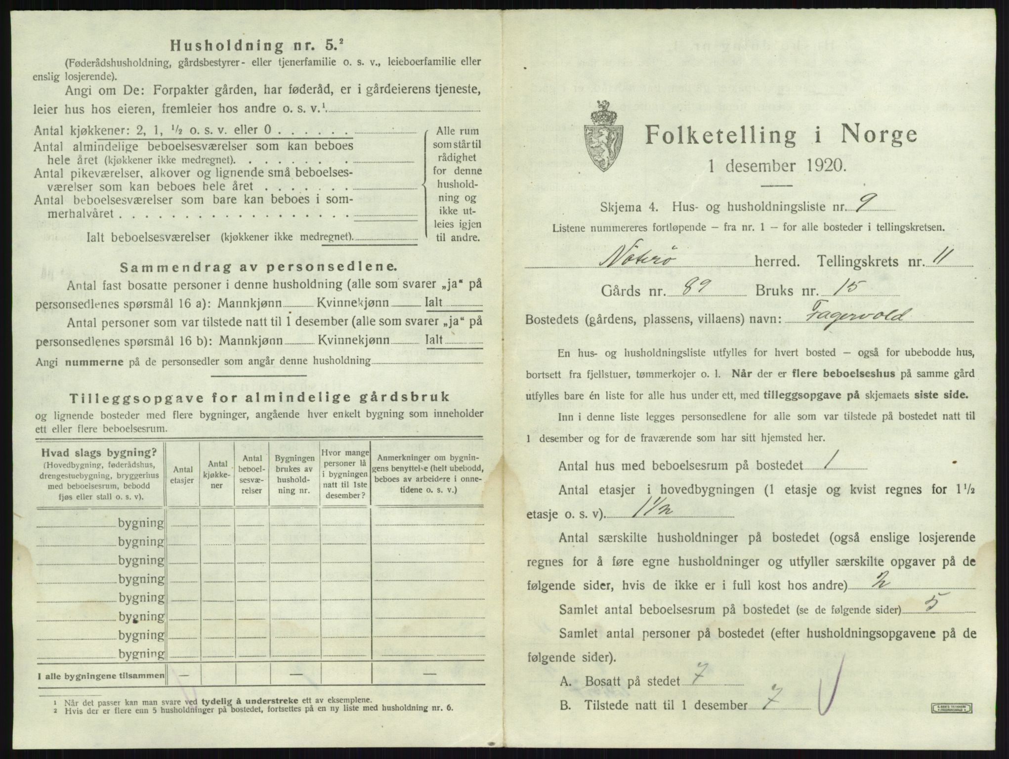 SAKO, 1920 census for Nøtterøy, 1920, p. 2226