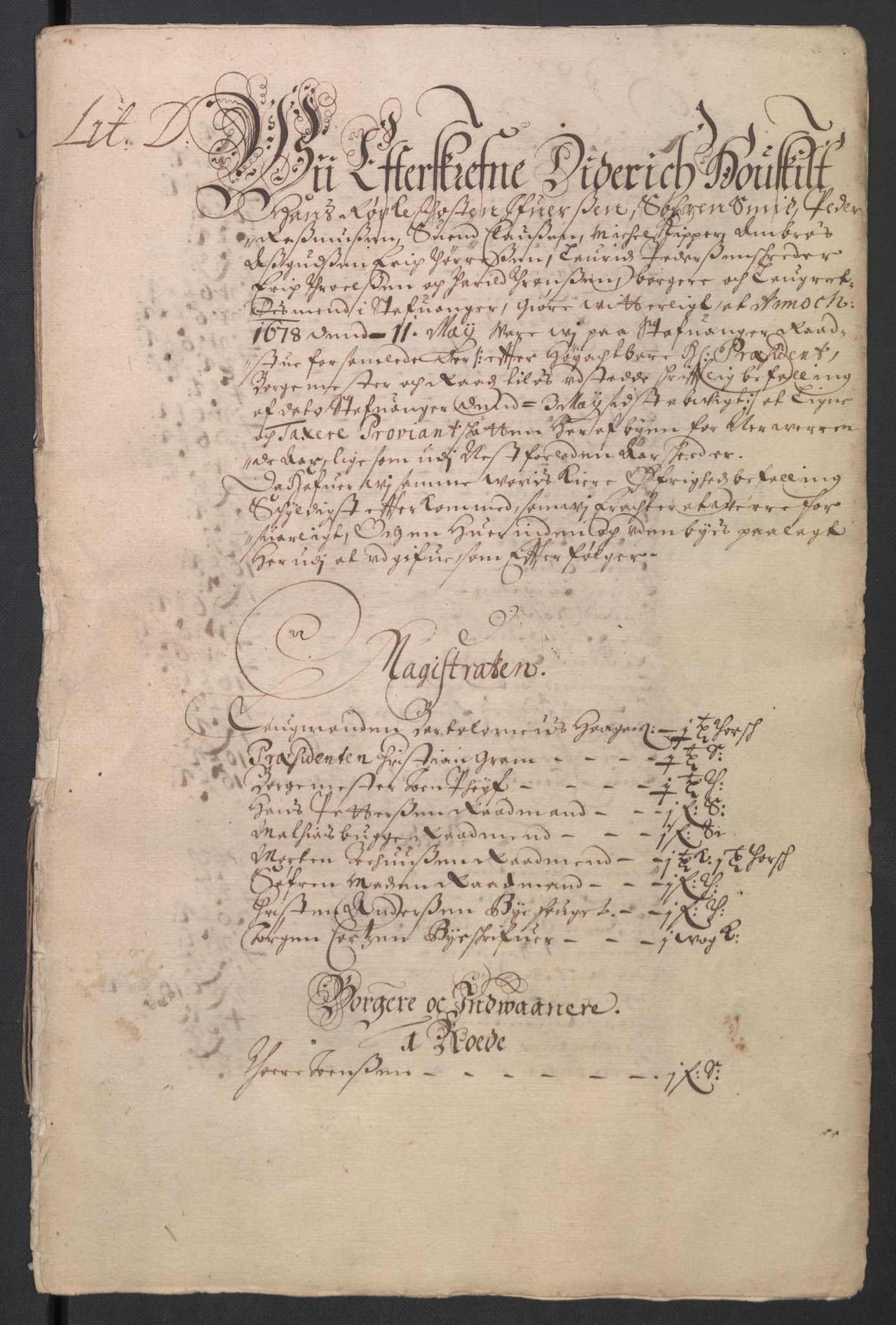 Rentekammeret inntil 1814, Reviderte regnskaper, Byregnskaper, RA/EA-4066/R/Ro/L0300: [O3] Kontribusjonsregnskap, 1661-1678, p. 397