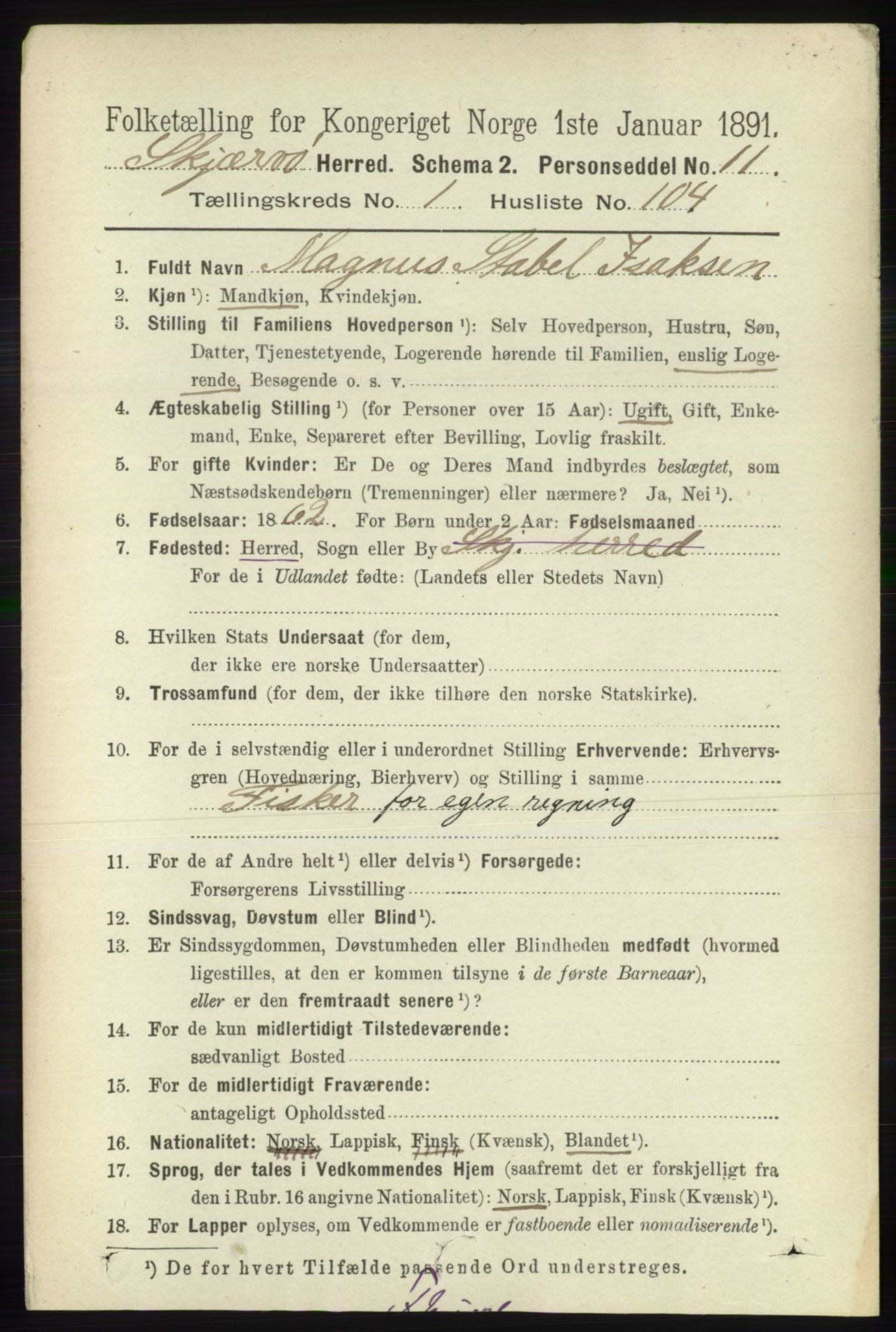 RA, 1891 census for 1941 Skjervøy, 1891, p. 910