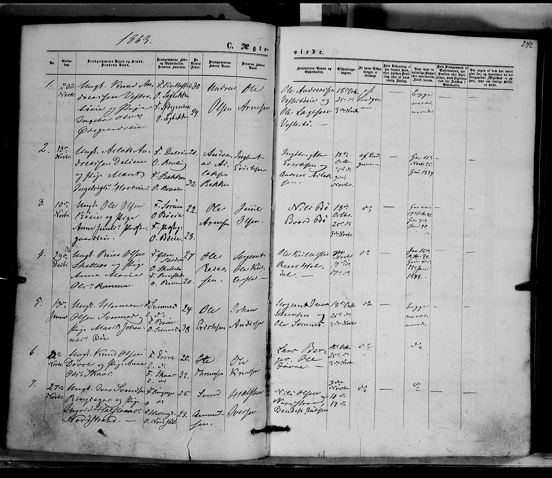 Nord-Aurdal prestekontor, AV/SAH-PREST-132/H/Ha/Haa/L0008: Parish register (official) no. 8, 1863-1875, p. 242