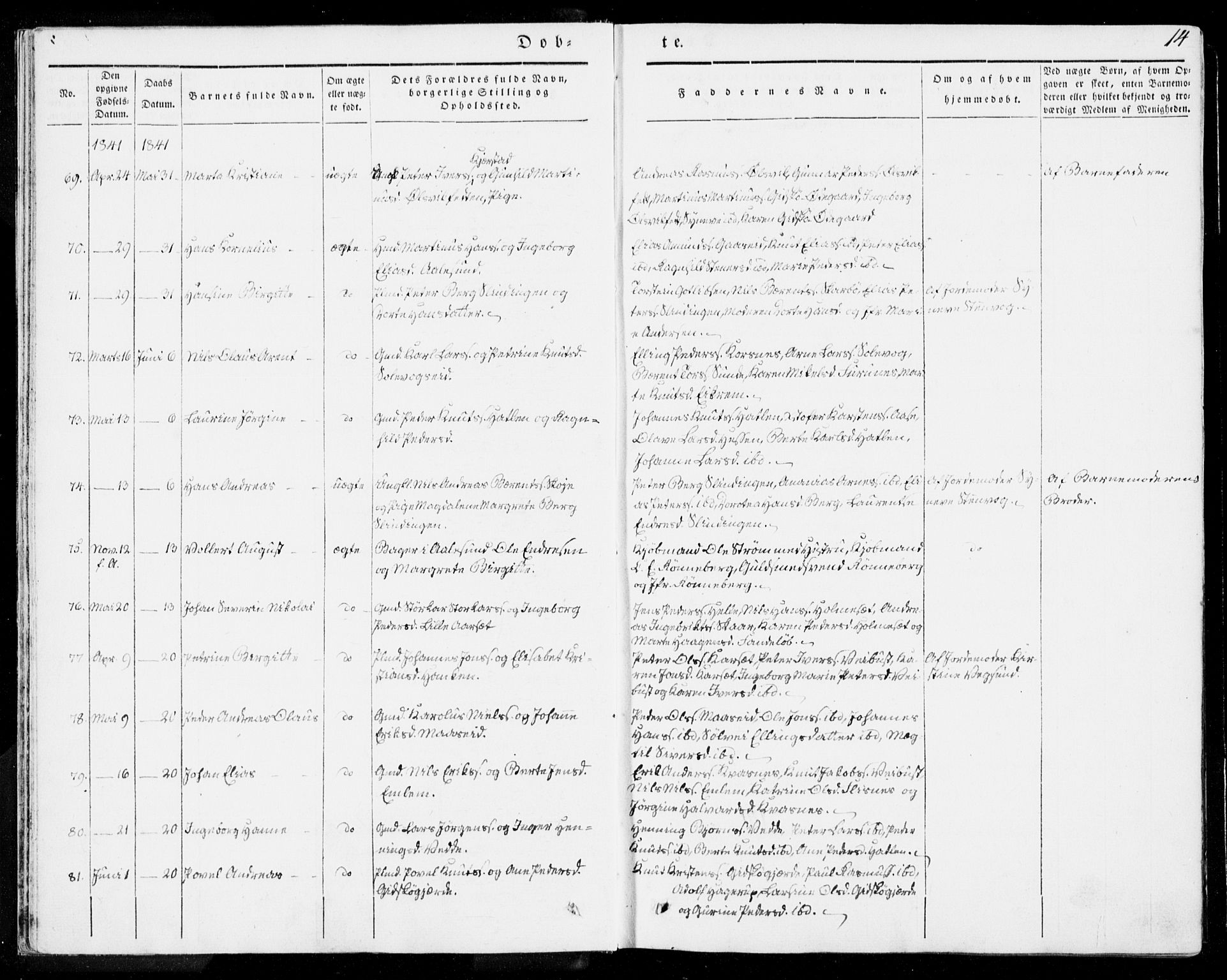 Ministerialprotokoller, klokkerbøker og fødselsregistre - Møre og Romsdal, AV/SAT-A-1454/528/L0396: Parish register (official) no. 528A07, 1839-1847, p. 14