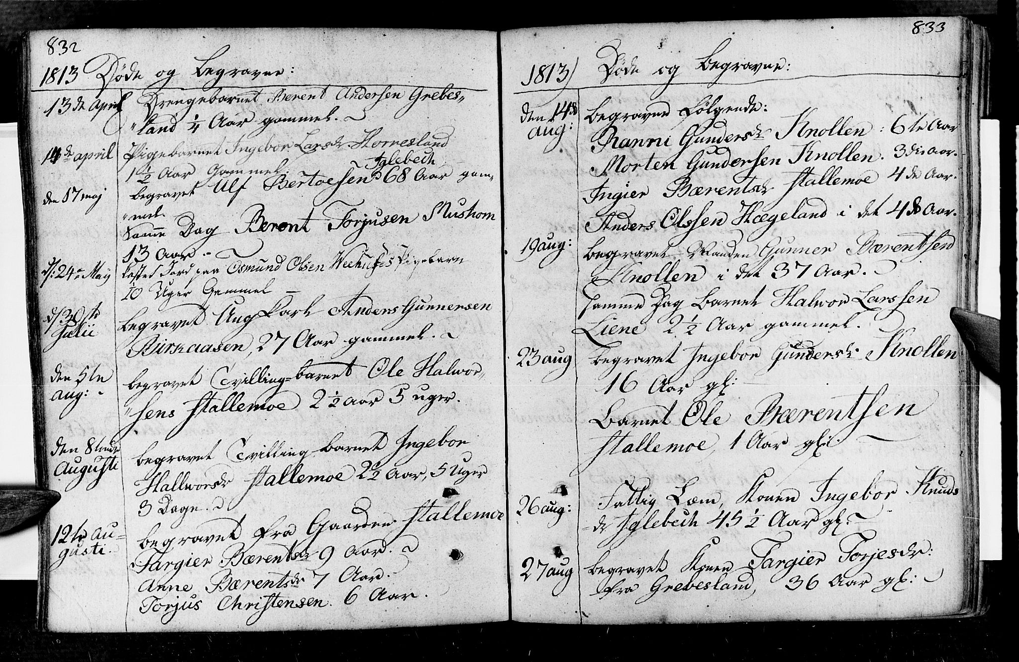 Vennesla sokneprestkontor, SAK/1111-0045/Fa/Fac/L0002: Parish register (official) no. A 2, 1785-1834, p. 832-833