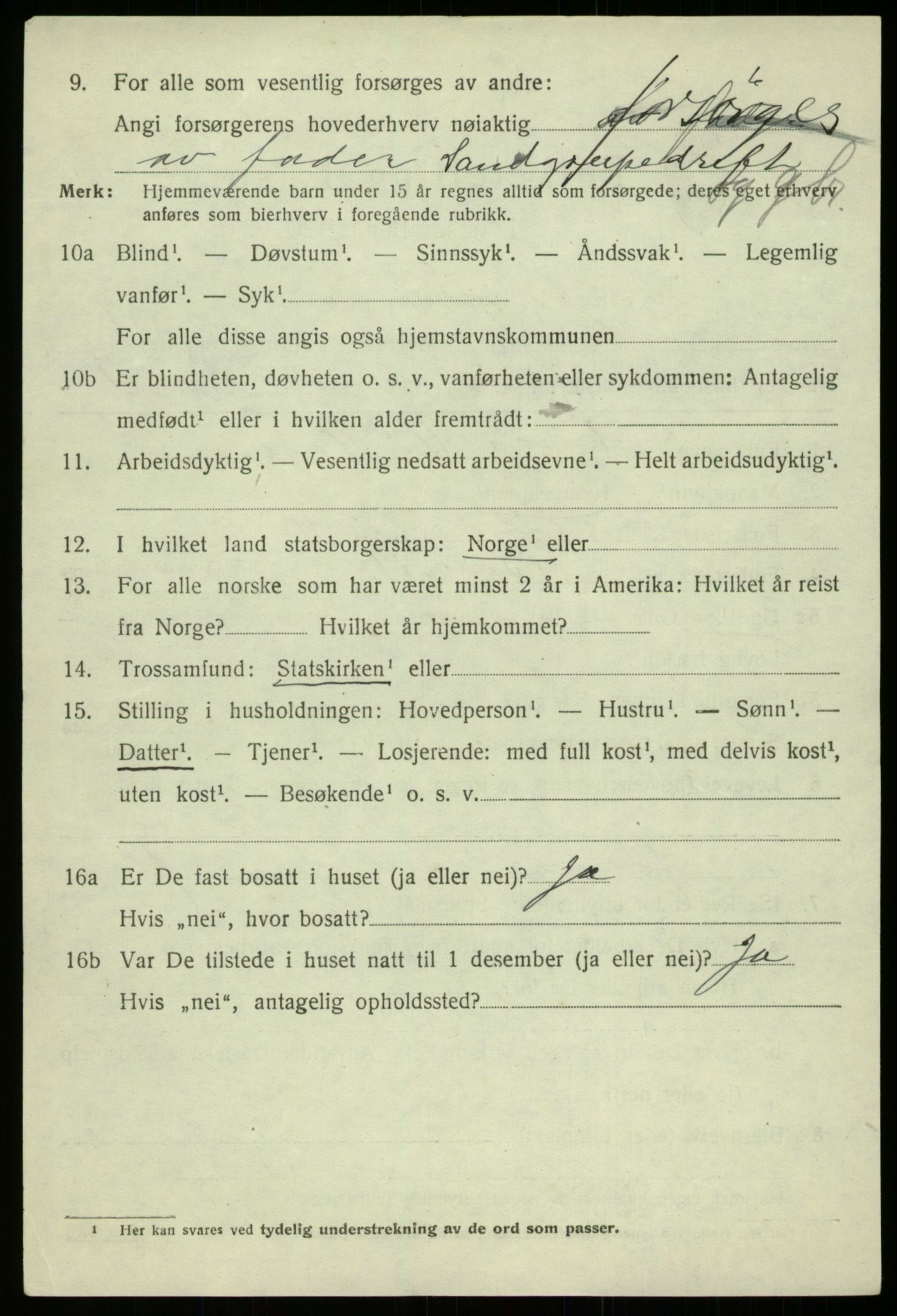 SAB, 1920 census for Bruvik, 1920, p. 9535