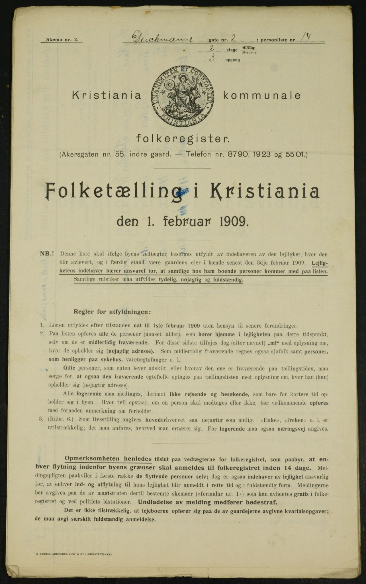 OBA, Municipal Census 1909 for Kristiania, 1909, p. 14071