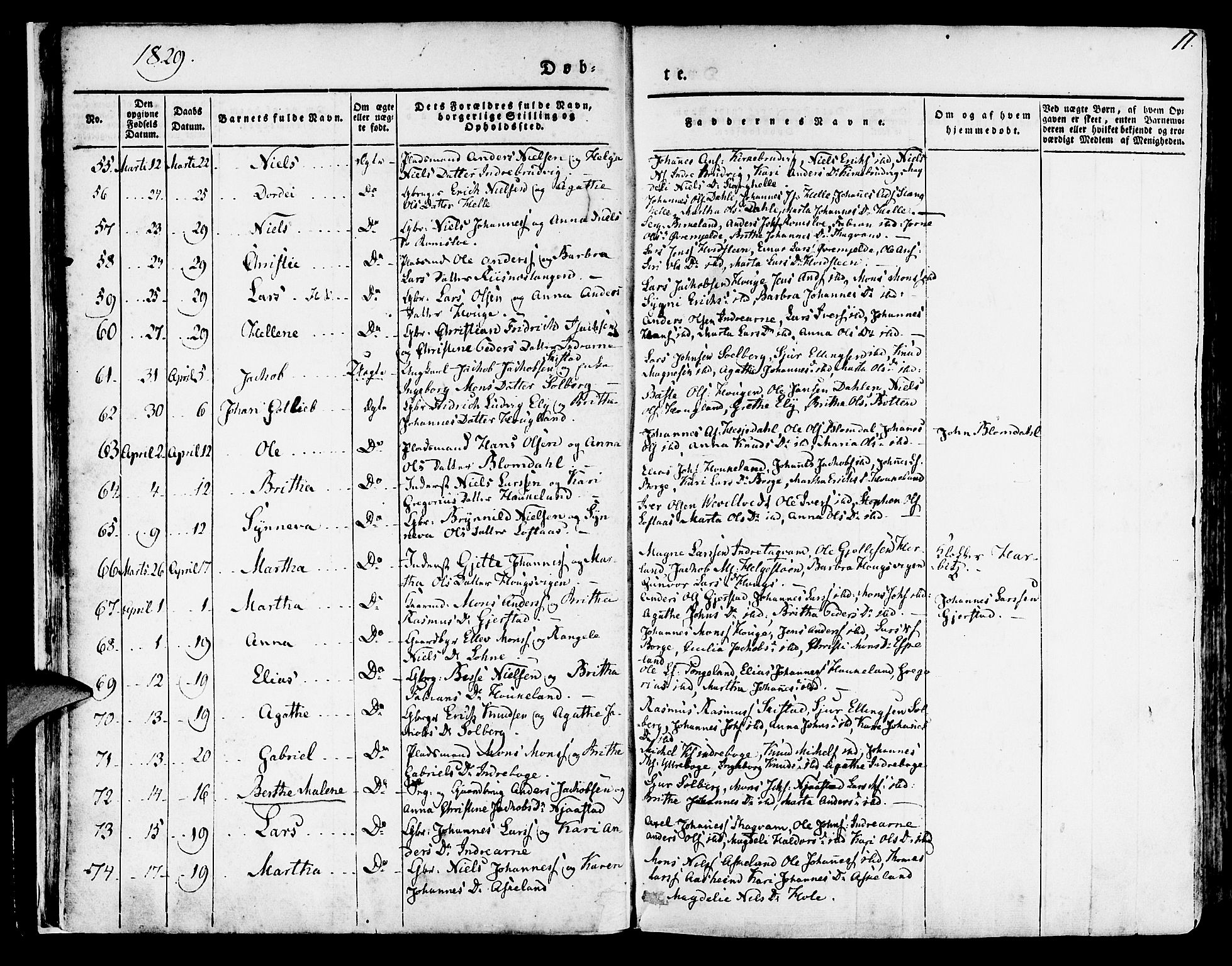 Haus sokneprestembete, AV/SAB-A-75601/H/Haa: Parish register (official) no. A 14, 1827-1838, p. 11