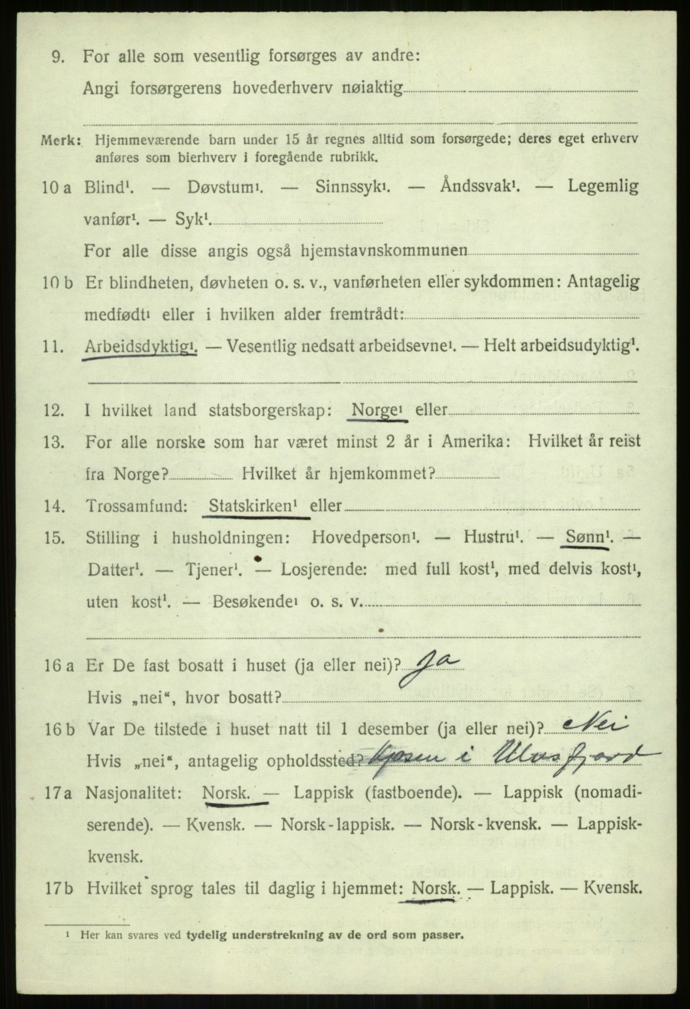 SATØ, 1920 census for Tranøy, 1920, p. 3360