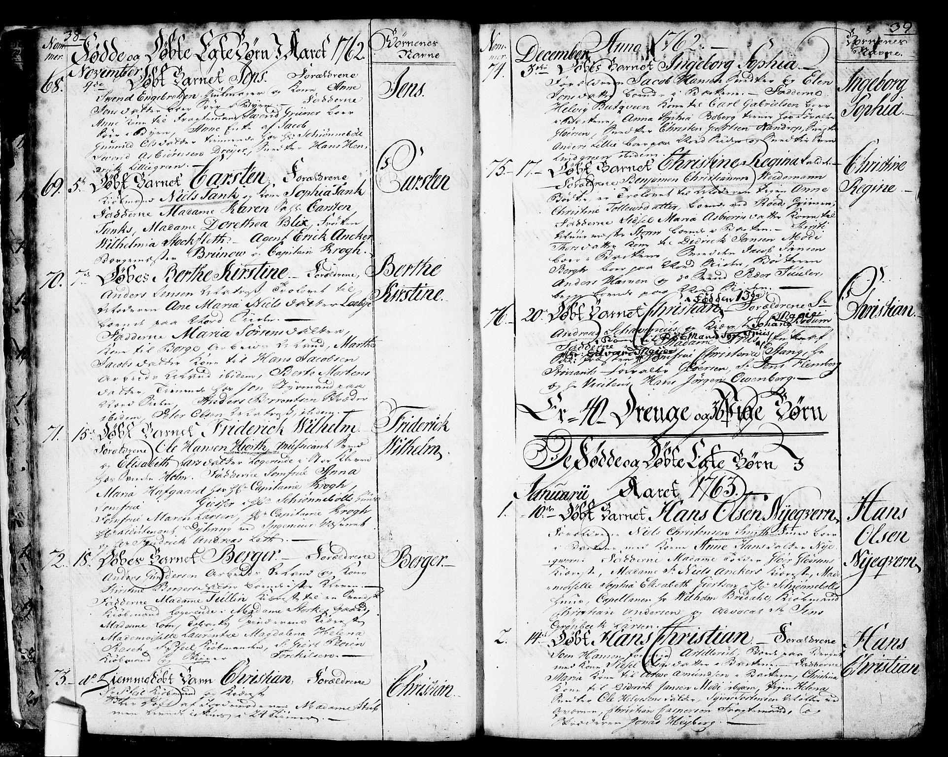 Halden prestekontor Kirkebøker, SAO/A-10909/F/Fa/L0001: Parish register (official) no. I 1, 1758-1791, p. 38-39
