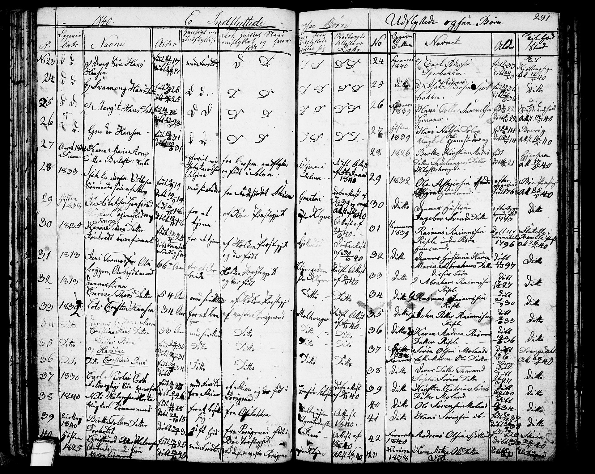 Solum kirkebøker, SAKO/A-306/G/Ga/L0002: Parish register (copy) no. I 2, 1834-1848, p. 291