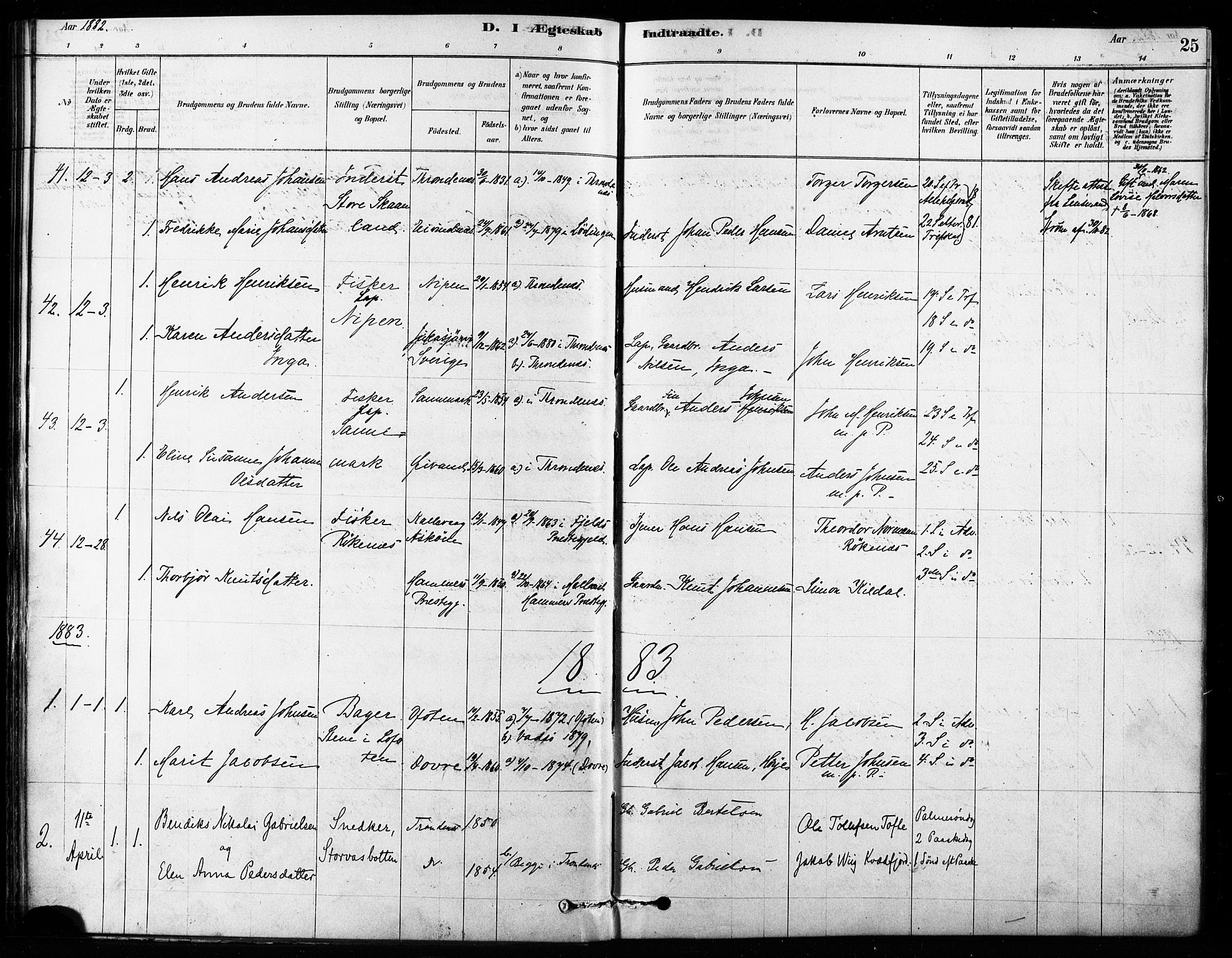 Trondenes sokneprestkontor, SATØ/S-1319/H/Ha/L0015kirke: Parish register (official) no. 15, 1878-1889, p. 25