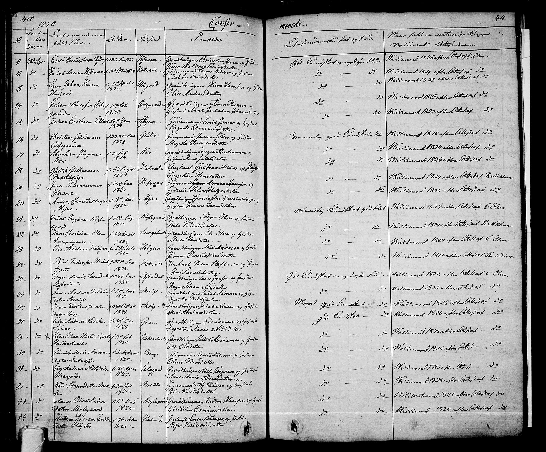 Andebu kirkebøker, AV/SAKO-A-336/G/Ga/L0003: Parish register (copy) no. I 3, 1832-1867, p. 410-411