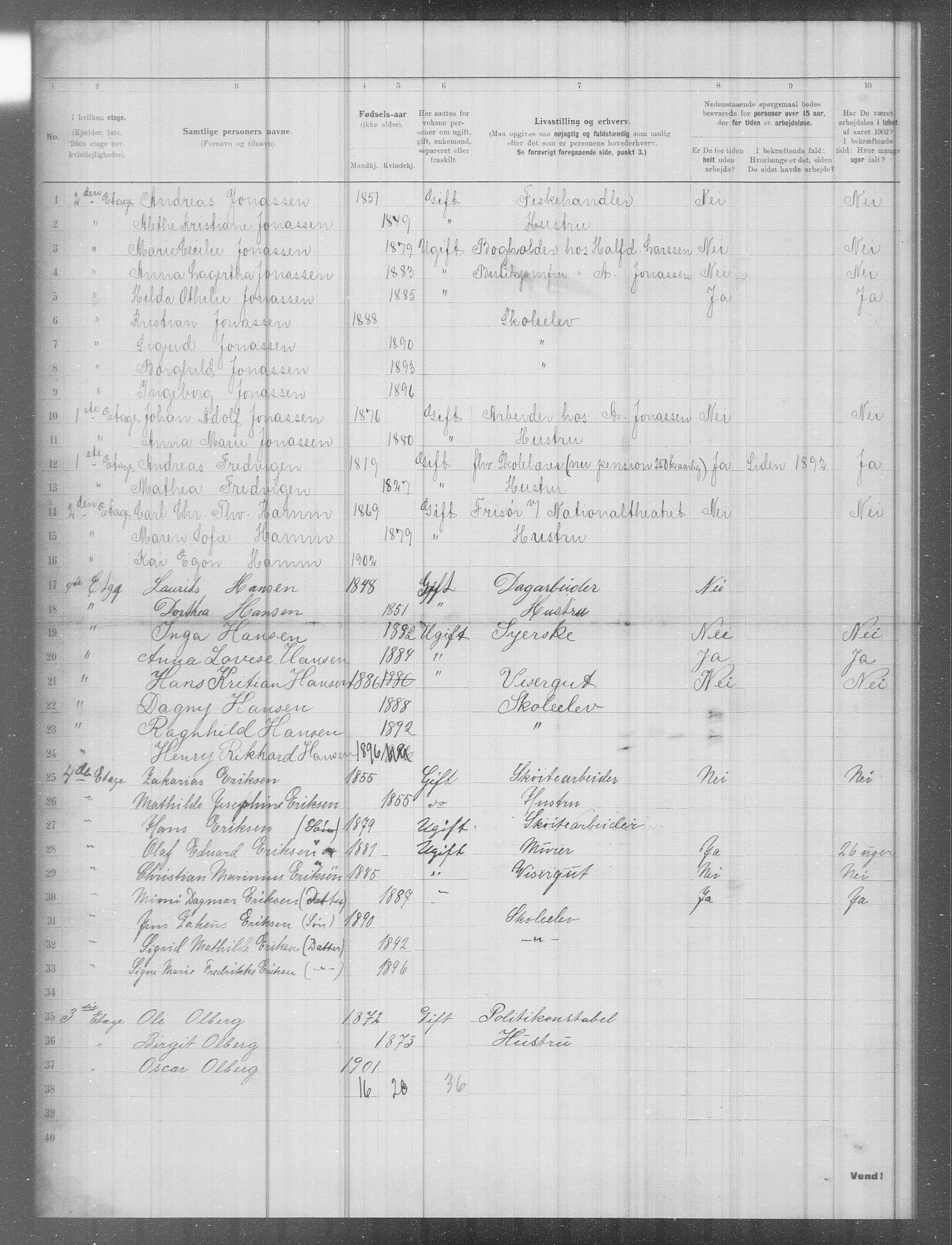 OBA, Municipal Census 1902 for Kristiania, 1902, p. 5538