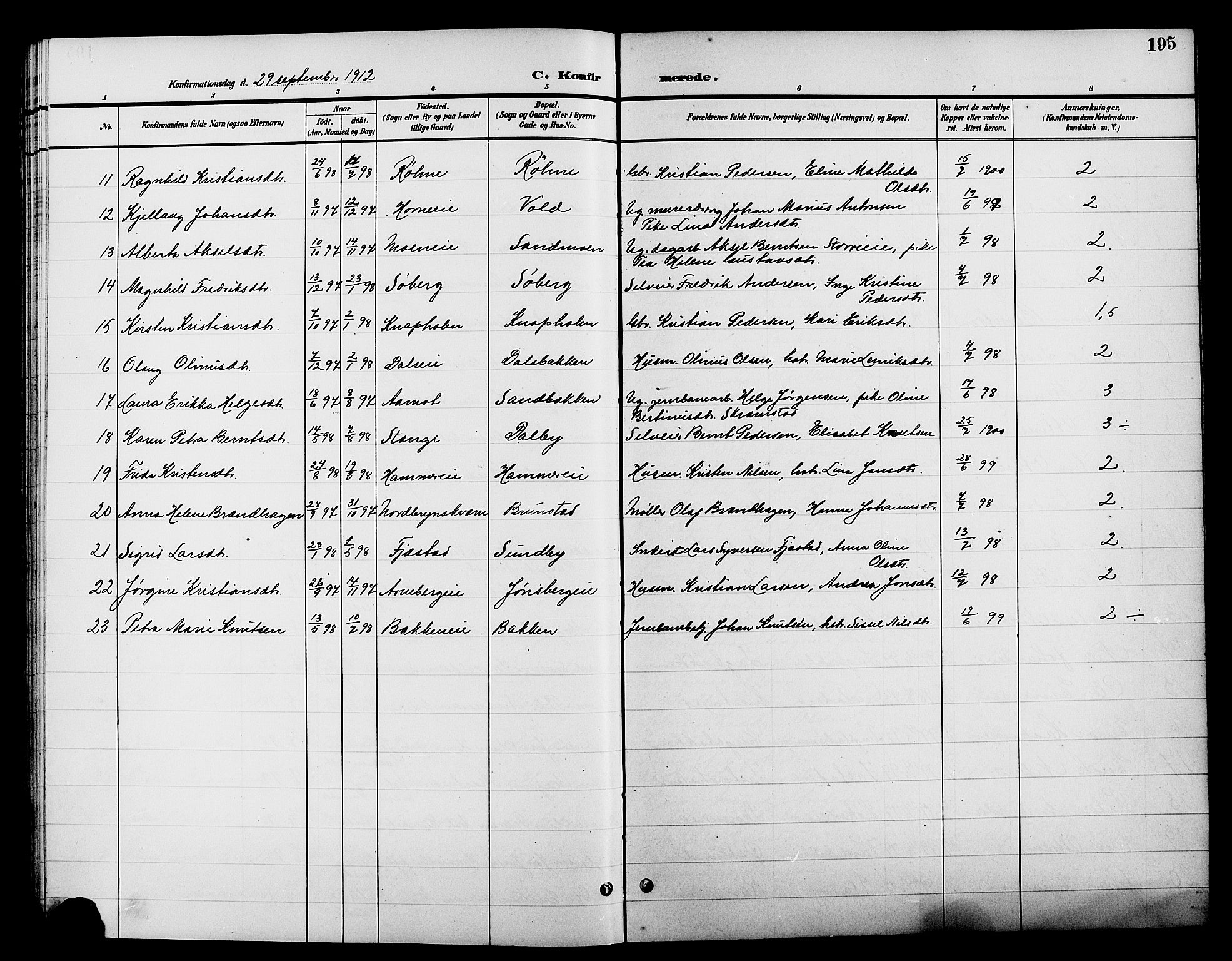 Romedal prestekontor, AV/SAH-PREST-004/L/L0012: Parish register (copy) no. 12, 1896-1914, p. 195