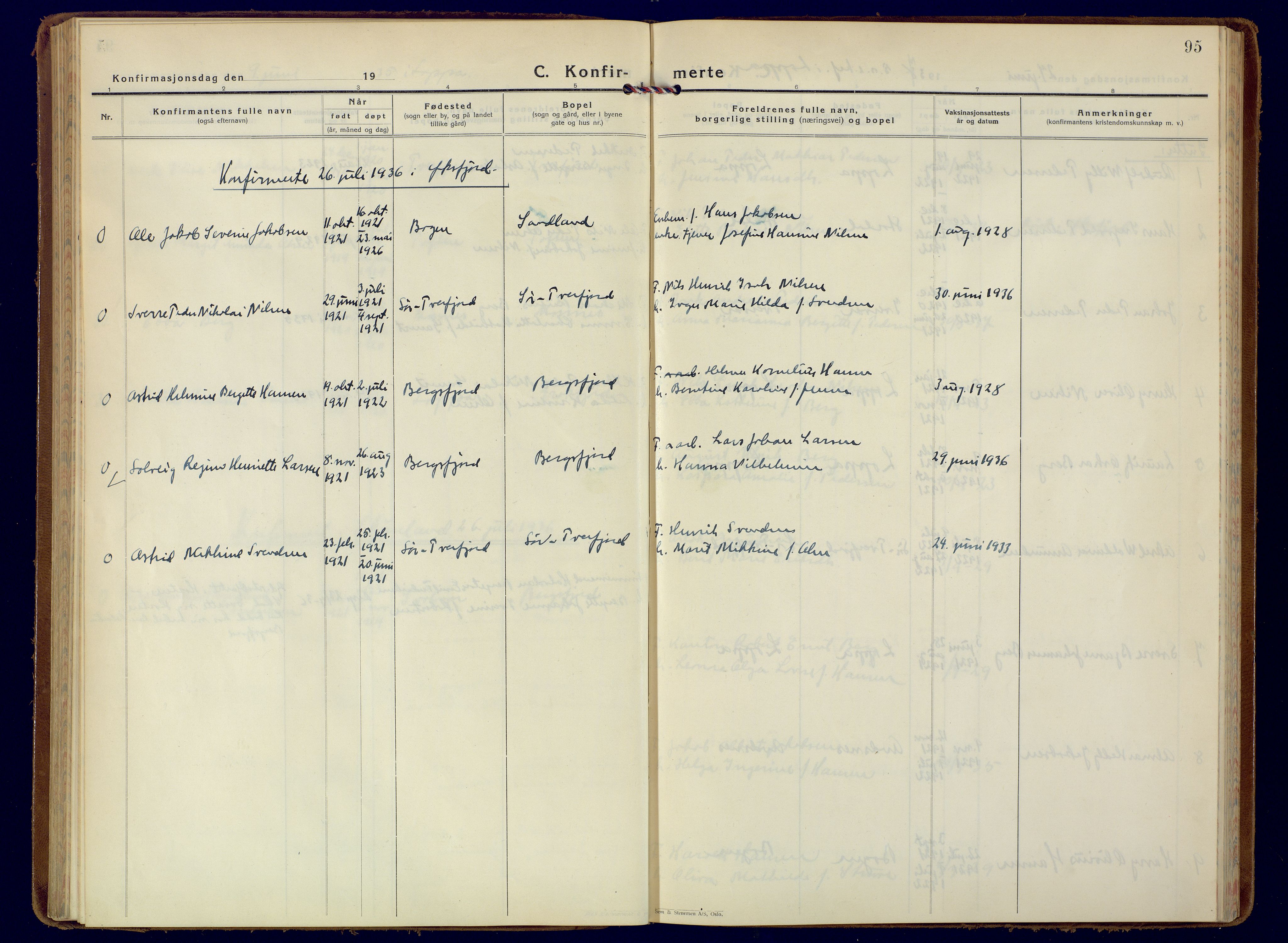Loppa sokneprestkontor, SATØ/S-1339/H/Ha/L0014kirke: Parish register (official) no. 14, 1933-1942, p. 95