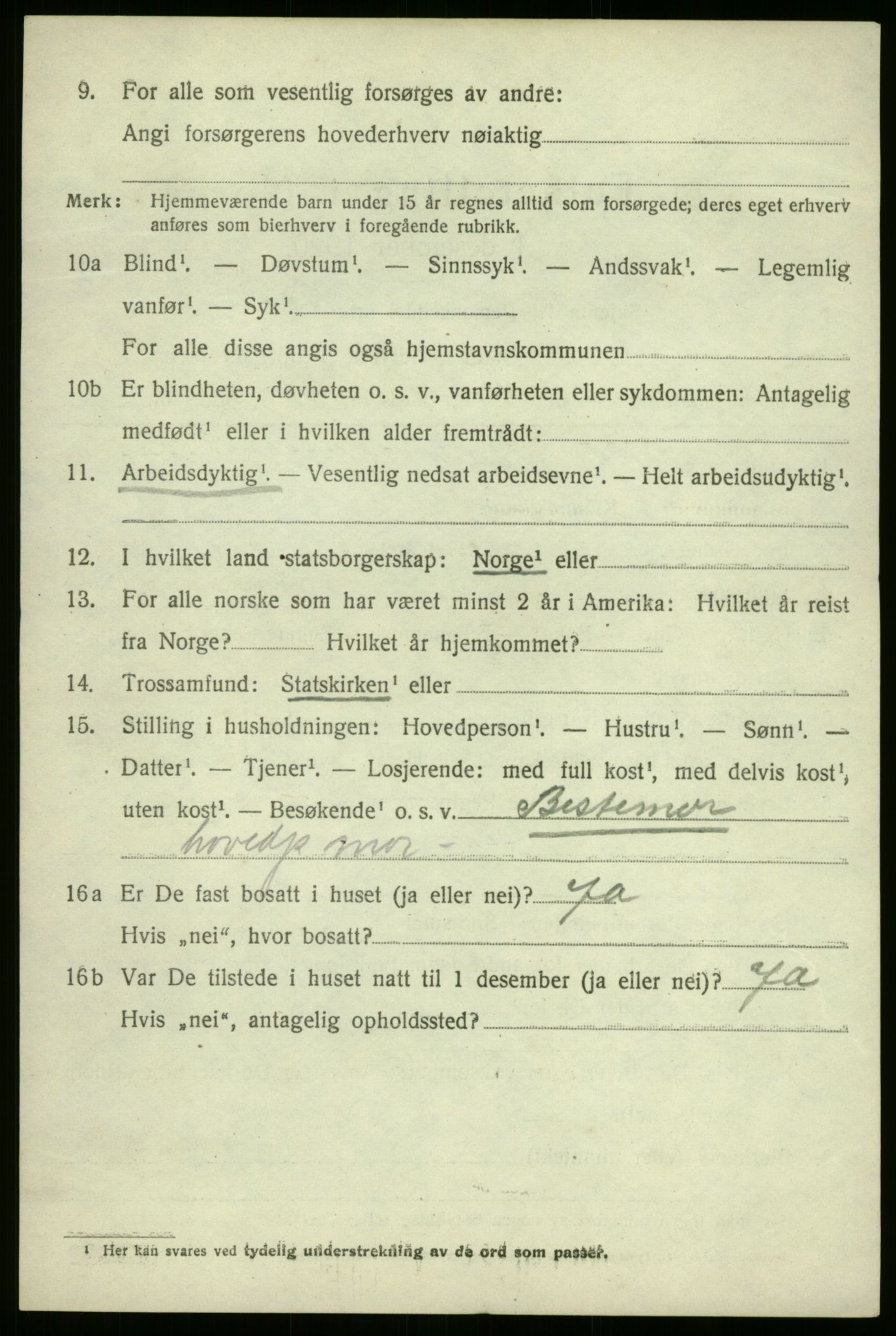 SAB, 1920 census for Selje, 1920, p. 3942