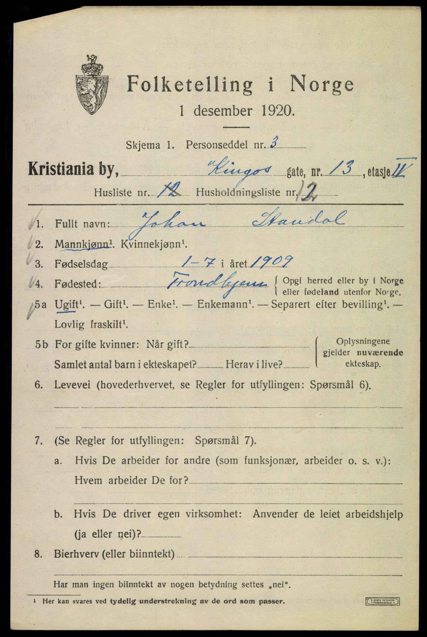 SAO, 1920 census for Kristiania, 1920, p. 333359