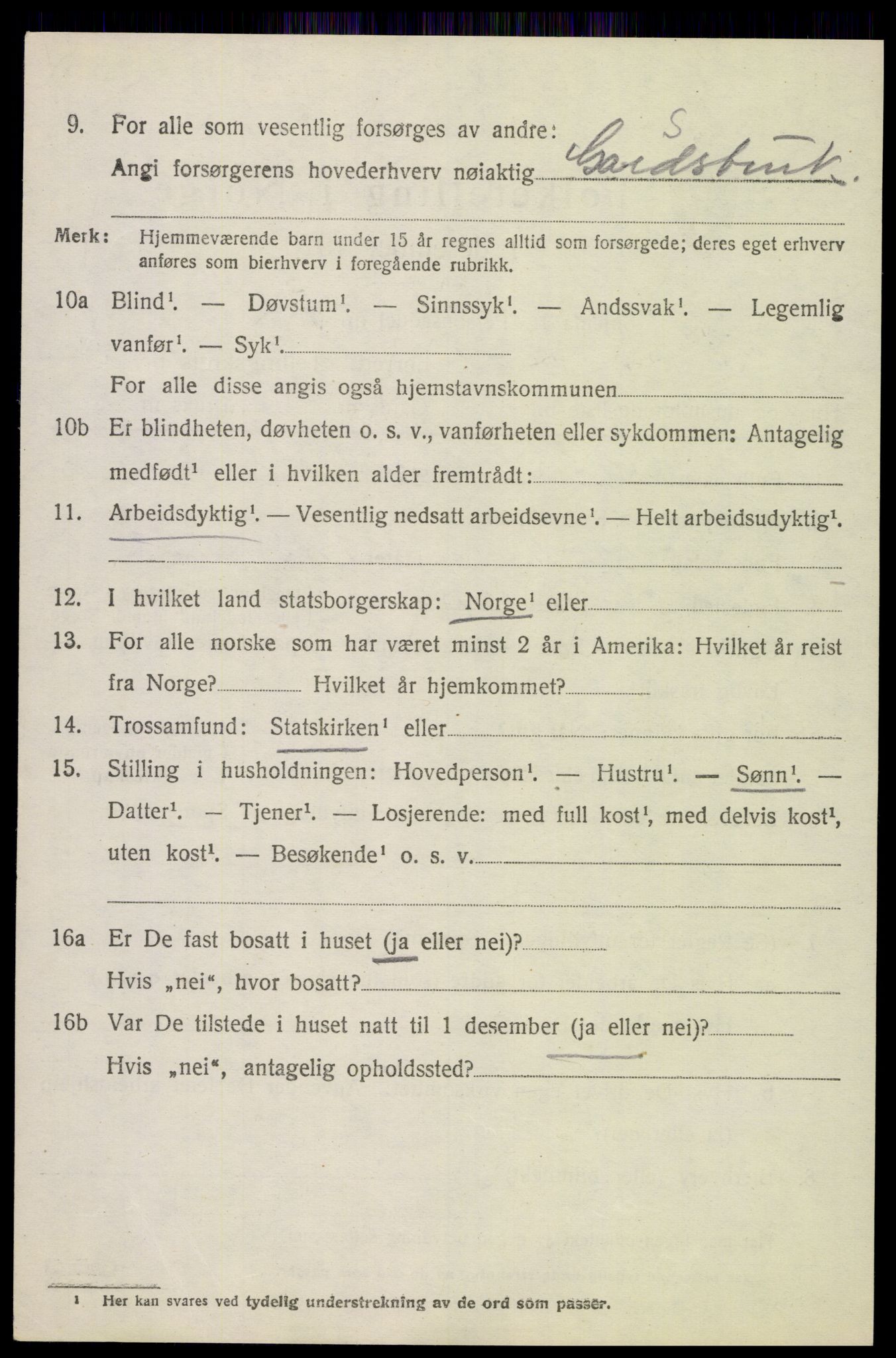 SAH, 1920 census for Vardal, 1920, p. 13810