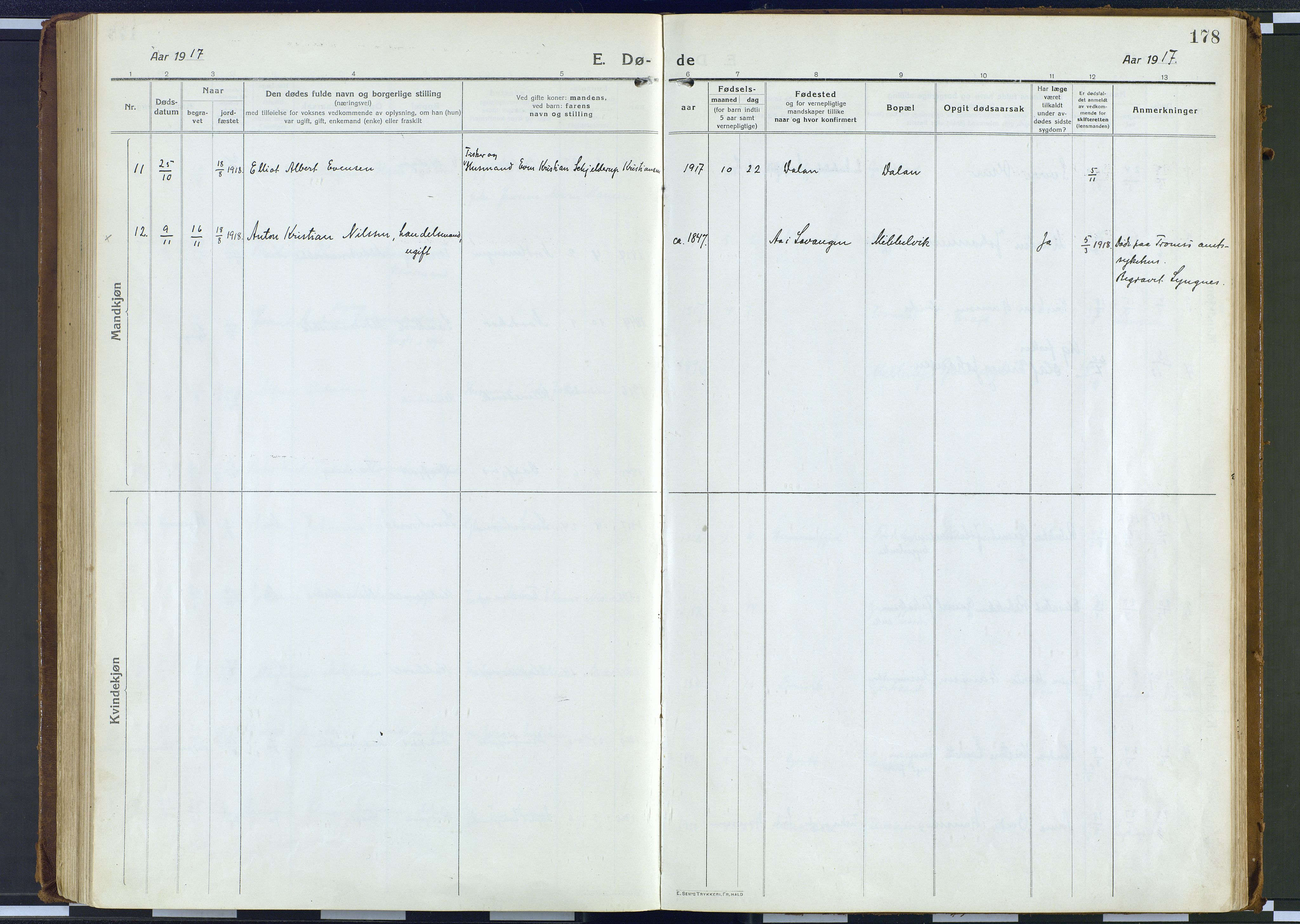 Karlsøy sokneprestembete, AV/SATØ-S-1299/H/Ha/Haa/L0016kirke: Parish register (official) no. 16, 1916-1934, p. 178