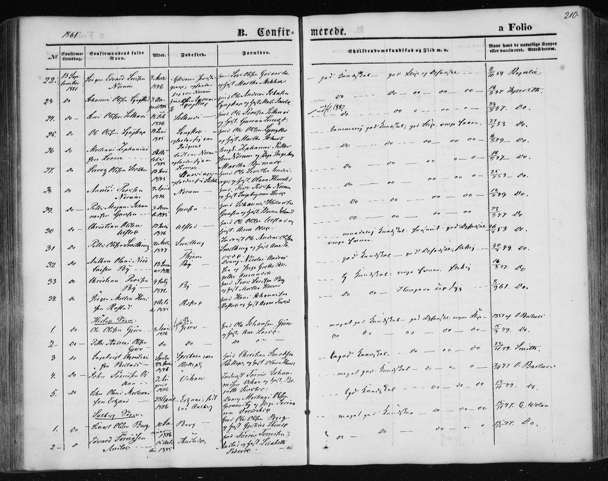 Ministerialprotokoller, klokkerbøker og fødselsregistre - Nord-Trøndelag, AV/SAT-A-1458/730/L0283: Parish register (official) no. 730A08, 1855-1865, p. 210