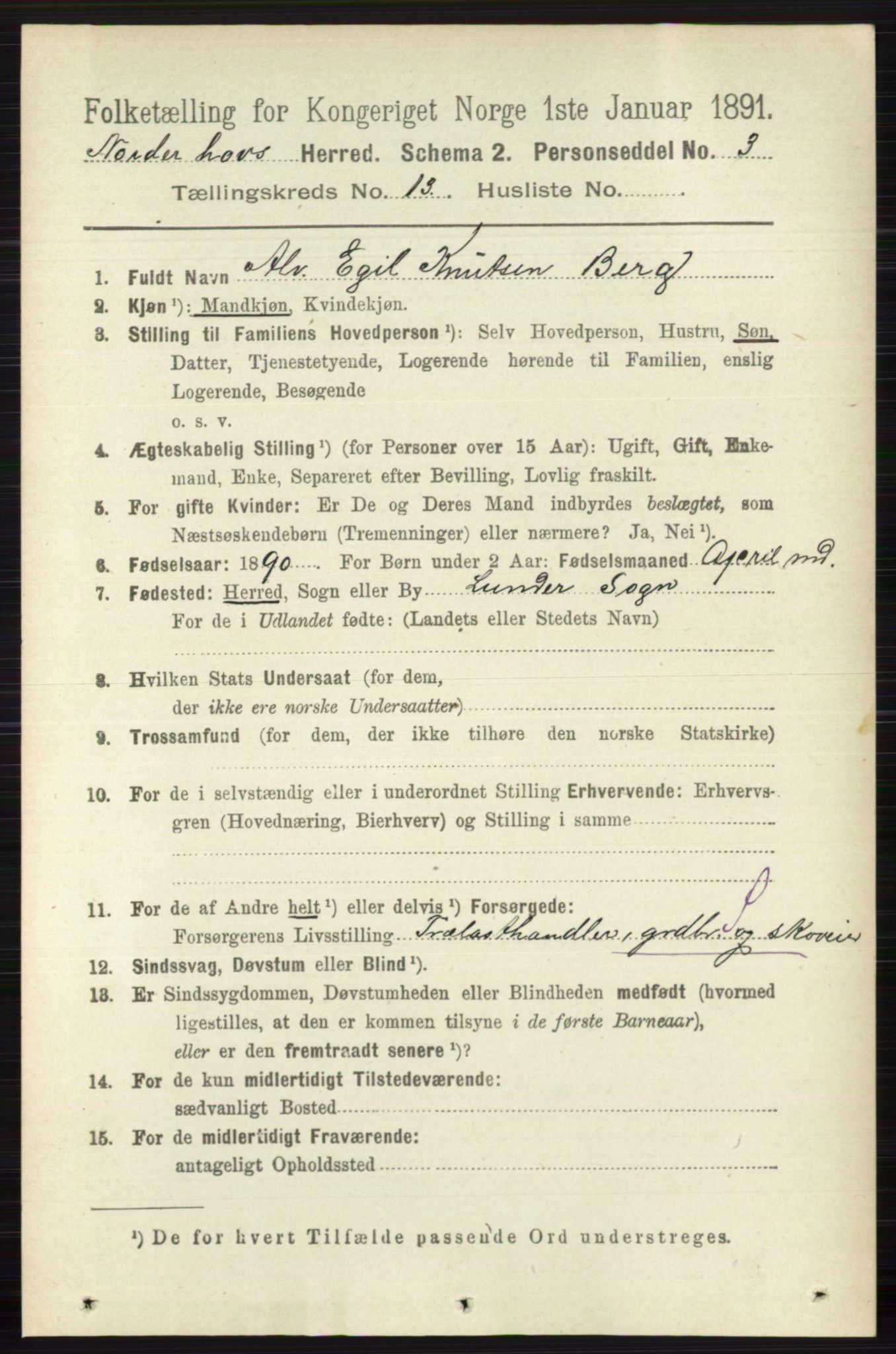 RA, 1891 census for 0613 Norderhov, 1891, p. 8882