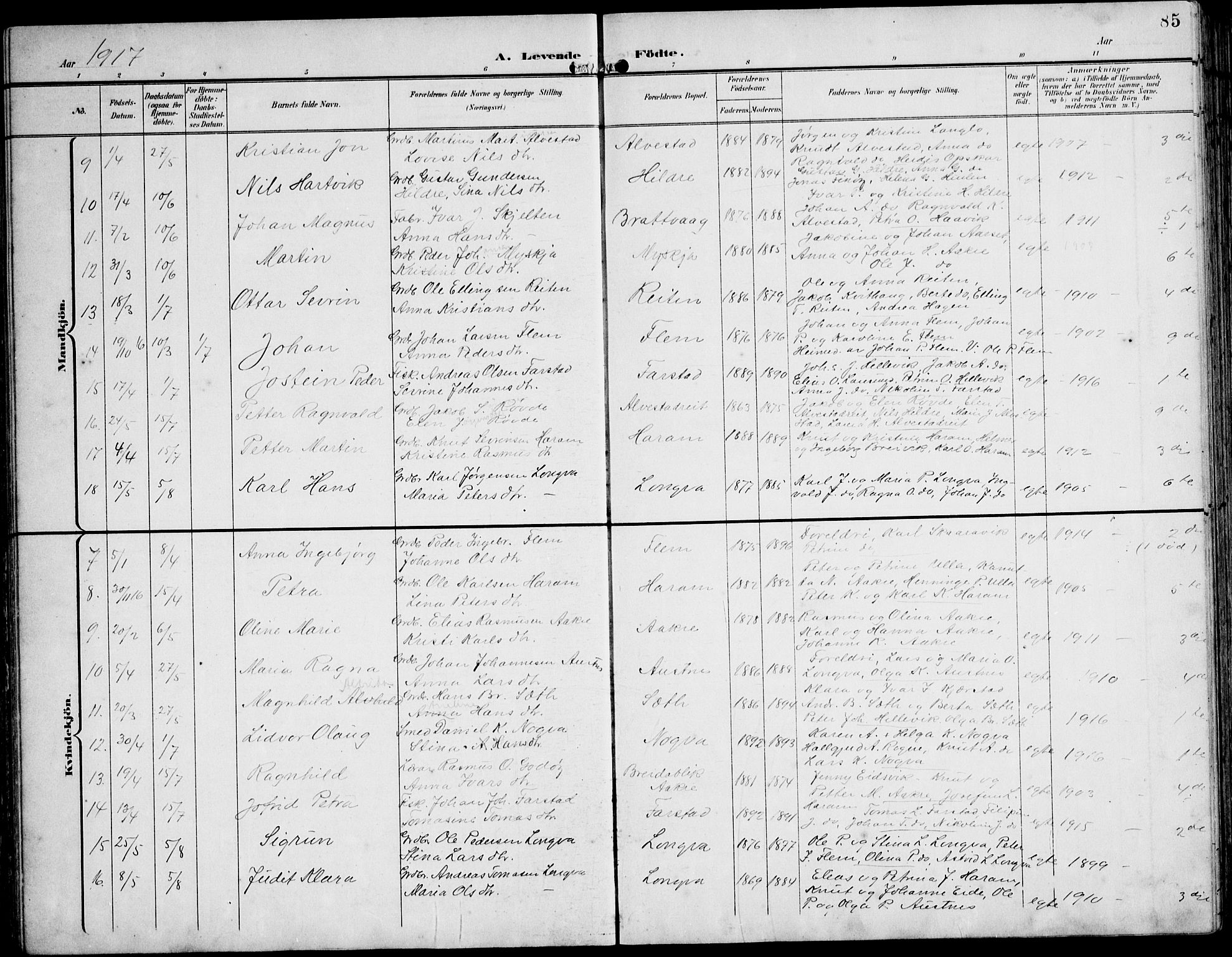 Ministerialprotokoller, klokkerbøker og fødselsregistre - Møre og Romsdal, AV/SAT-A-1454/536/L0511: Parish register (copy) no. 536C06, 1899-1944, p. 85