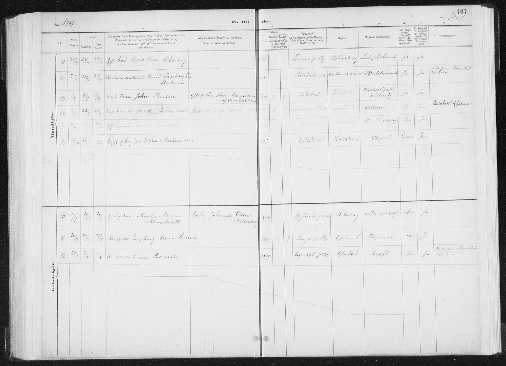 Ministerialprotokoller, klokkerbøker og fødselsregistre - Nord-Trøndelag, SAT/A-1458/771/L0597: Parish register (official) no. 771A04, 1885-1910, p. 167