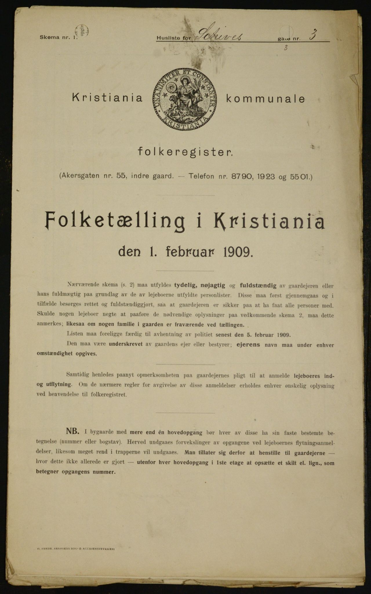 OBA, Municipal Census 1909 for Kristiania, 1909, p. 81419