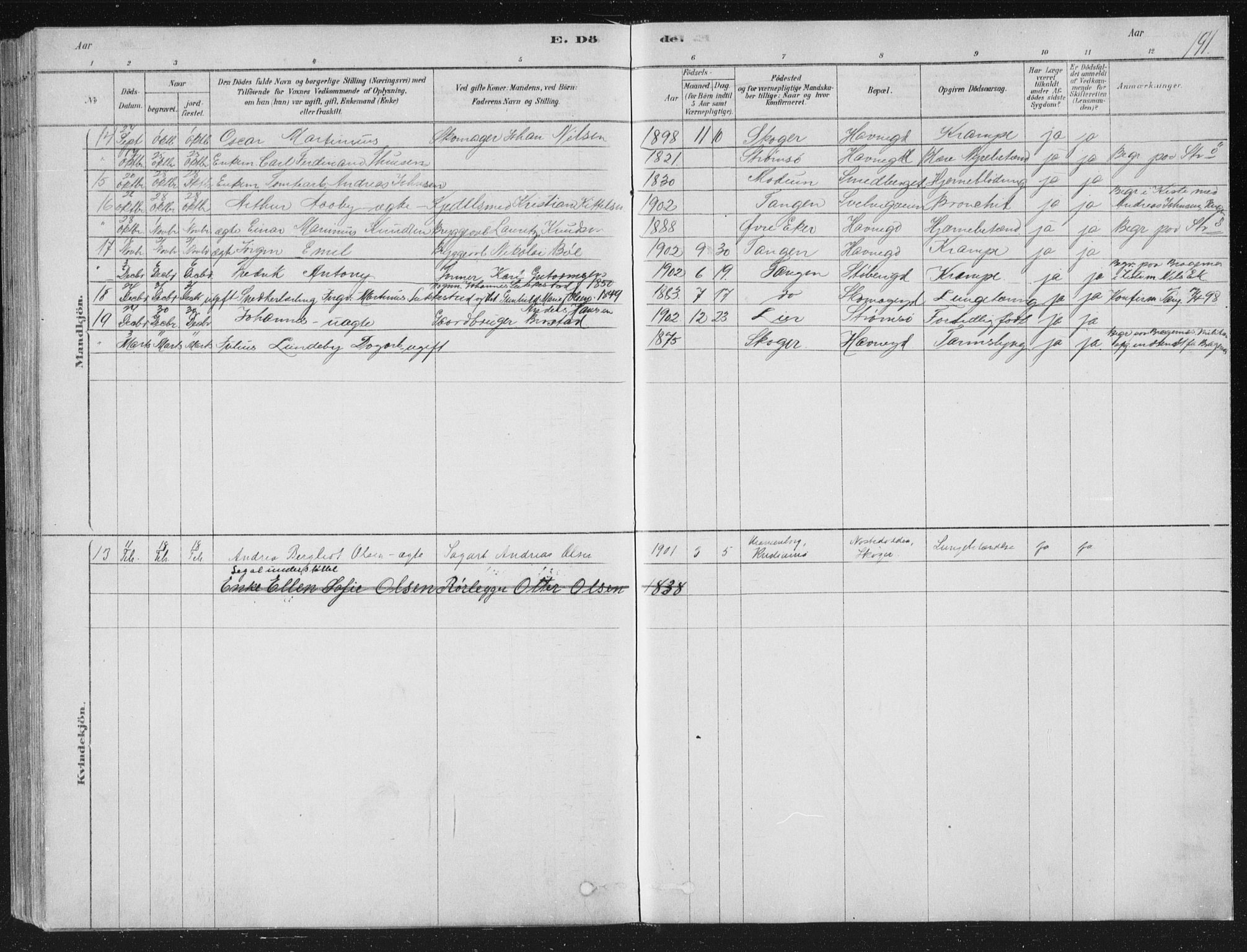 Strømsø kirkebøker, AV/SAKO-A-246/F/Fb/L0005: Parish register (official) no. II 5, 1877-1902, p. 191