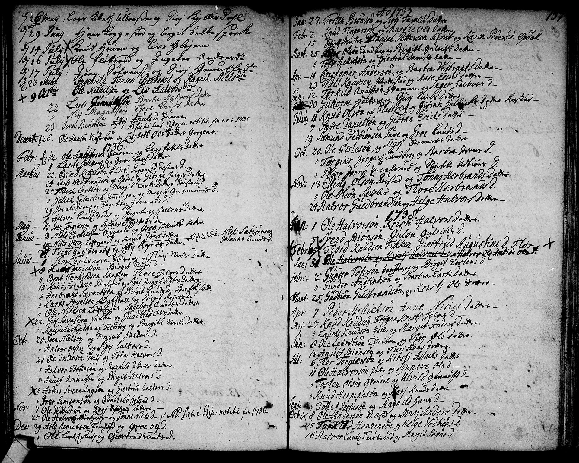 Rollag kirkebøker, SAKO/A-240/F/Fa/L0002: Parish register (official) no. I 2, 1714-1742, p. 137