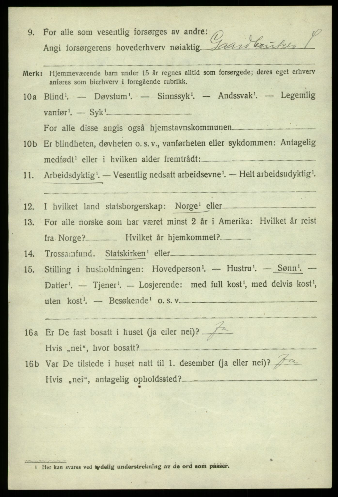 SAB, 1920 census for Jondal, 1920, p. 2499