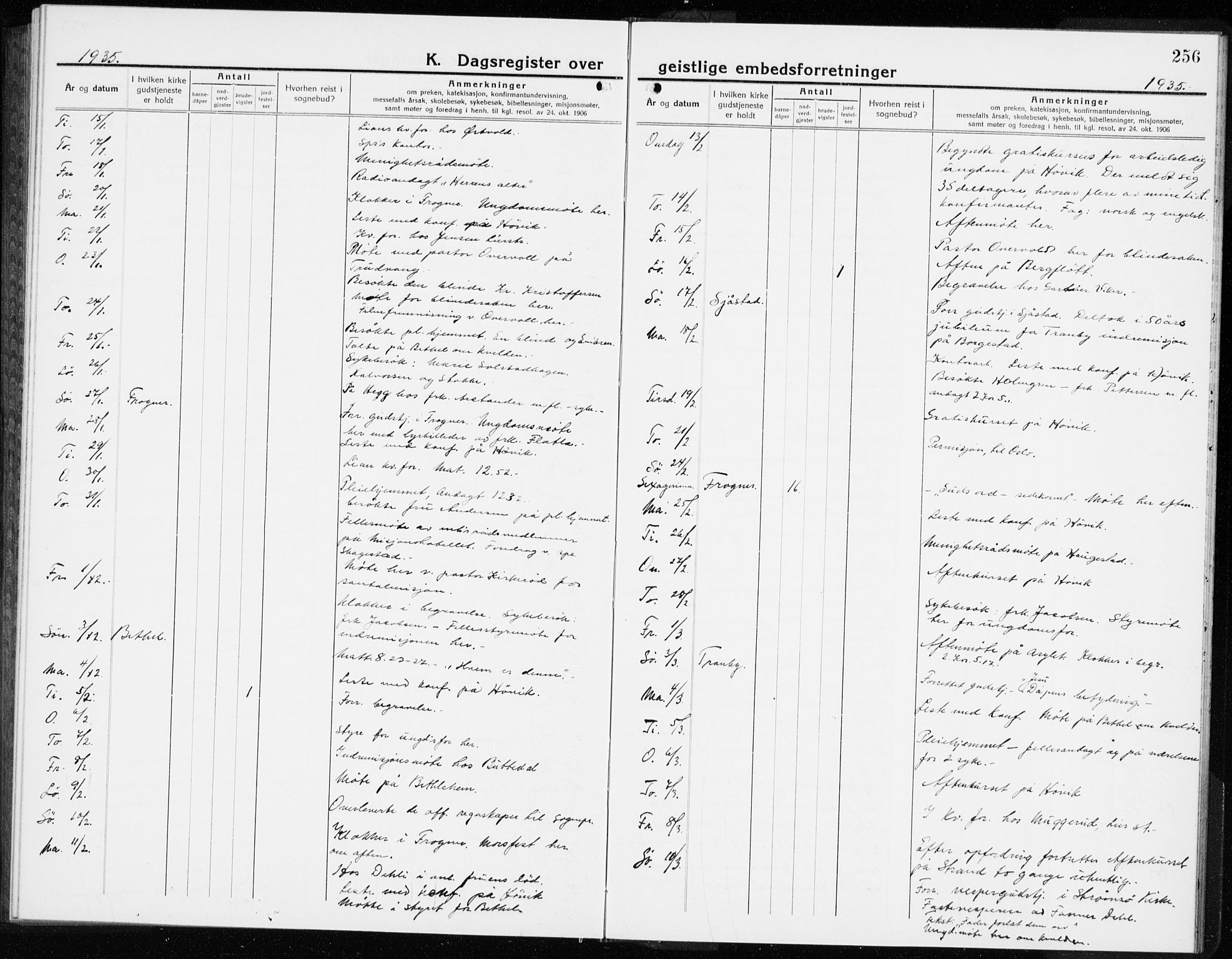 Lier kirkebøker, AV/SAKO-A-230/G/Gb/L0005: Parish register (copy) no. II 5, 1932-1942, p. 256